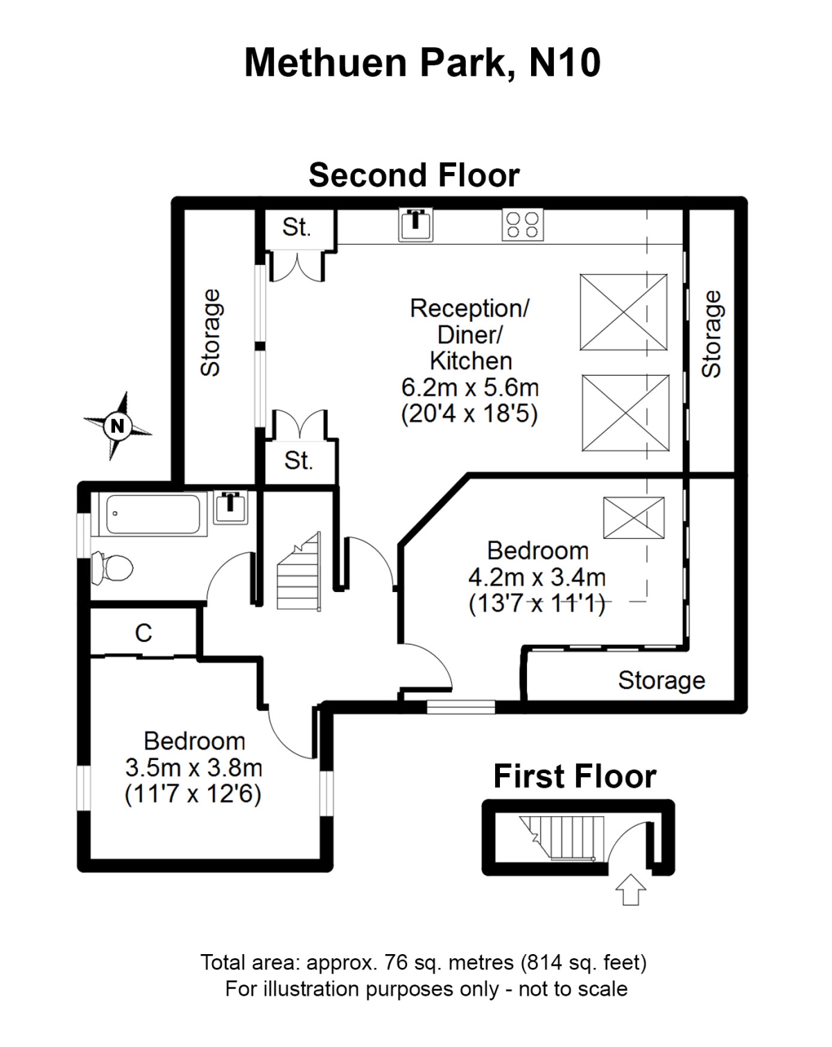 Flat 6, 40, Methuen Park, London floorplan