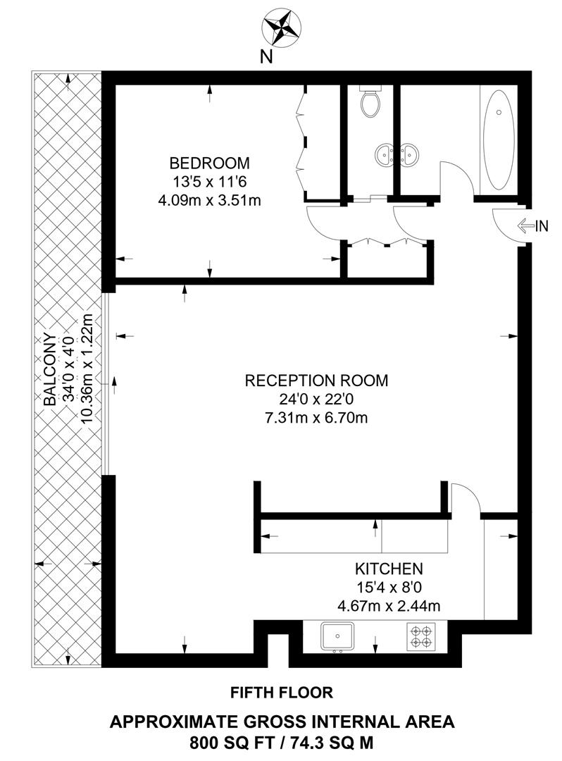 Flat 507, Seddon House, Barbican, London floorplan