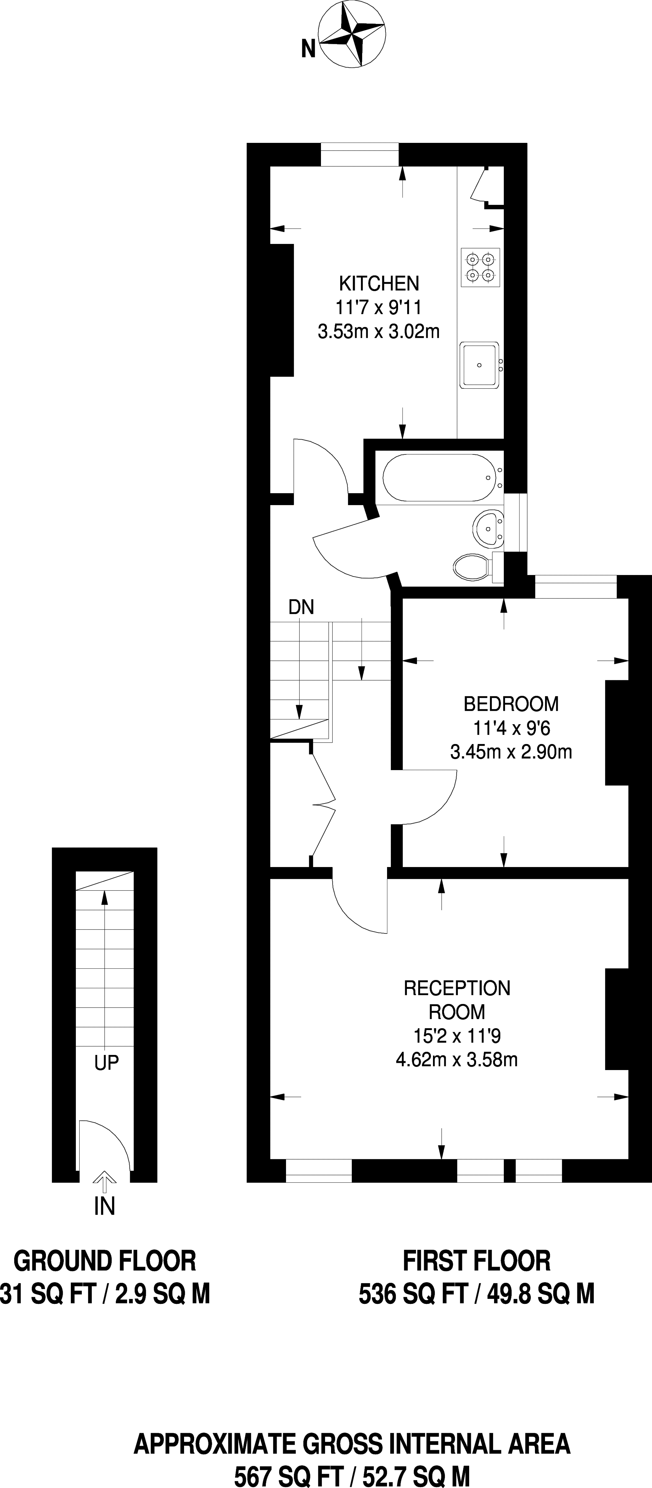 1 Bedrooms Flat to rent in Suffield Road, Tottenham N15