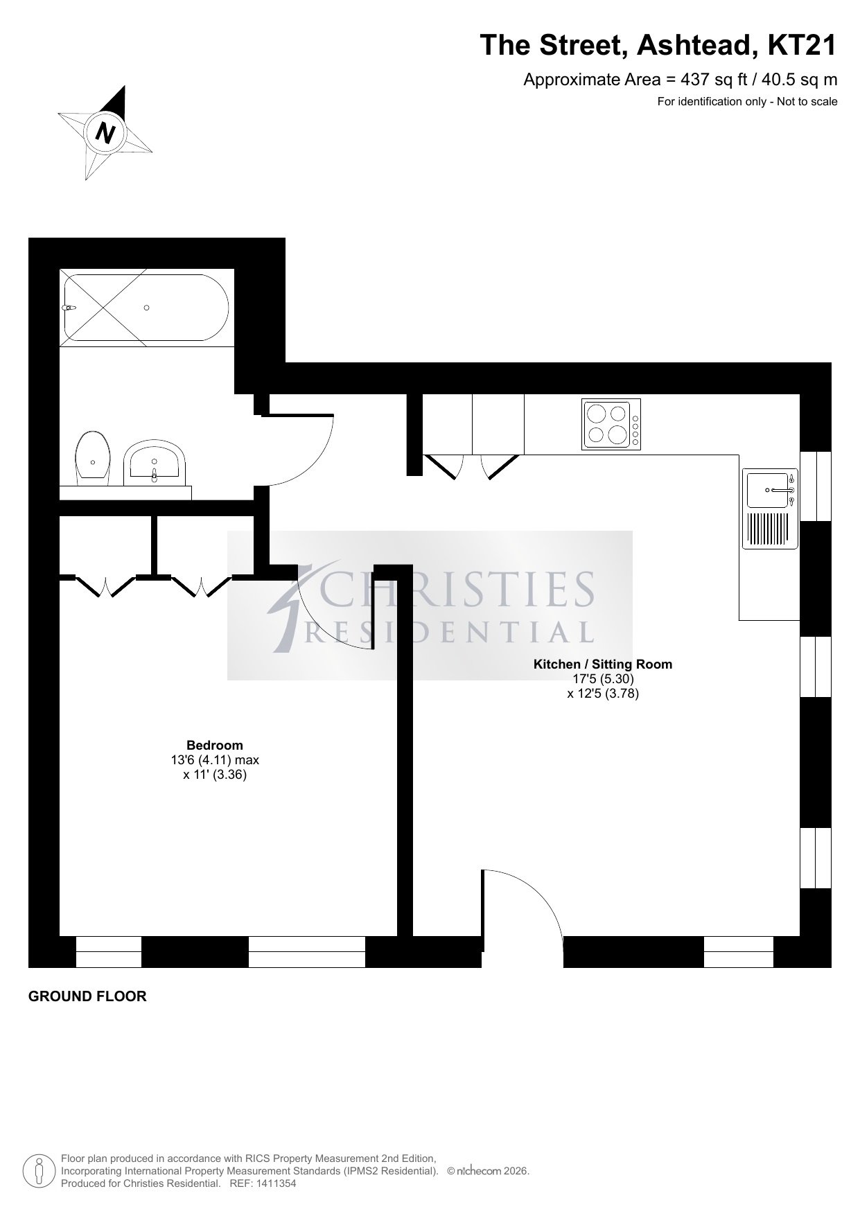 Flat 1, 9 The Street, Ashtead floorplan