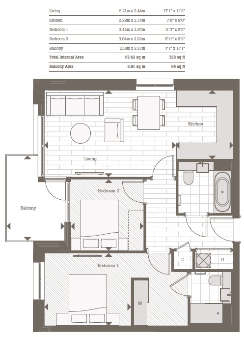Flat 12 Lang Court, High Street, London floorplan