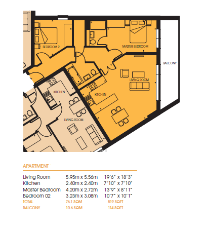 Flat 14, 4, Rossetti Apartments, Croydon floorplan