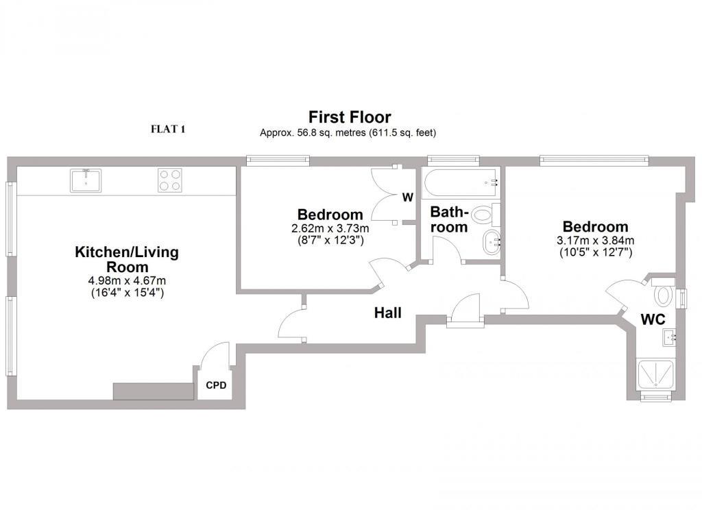 Flat 1, 2 Park Street, Leamington Spa floorplan