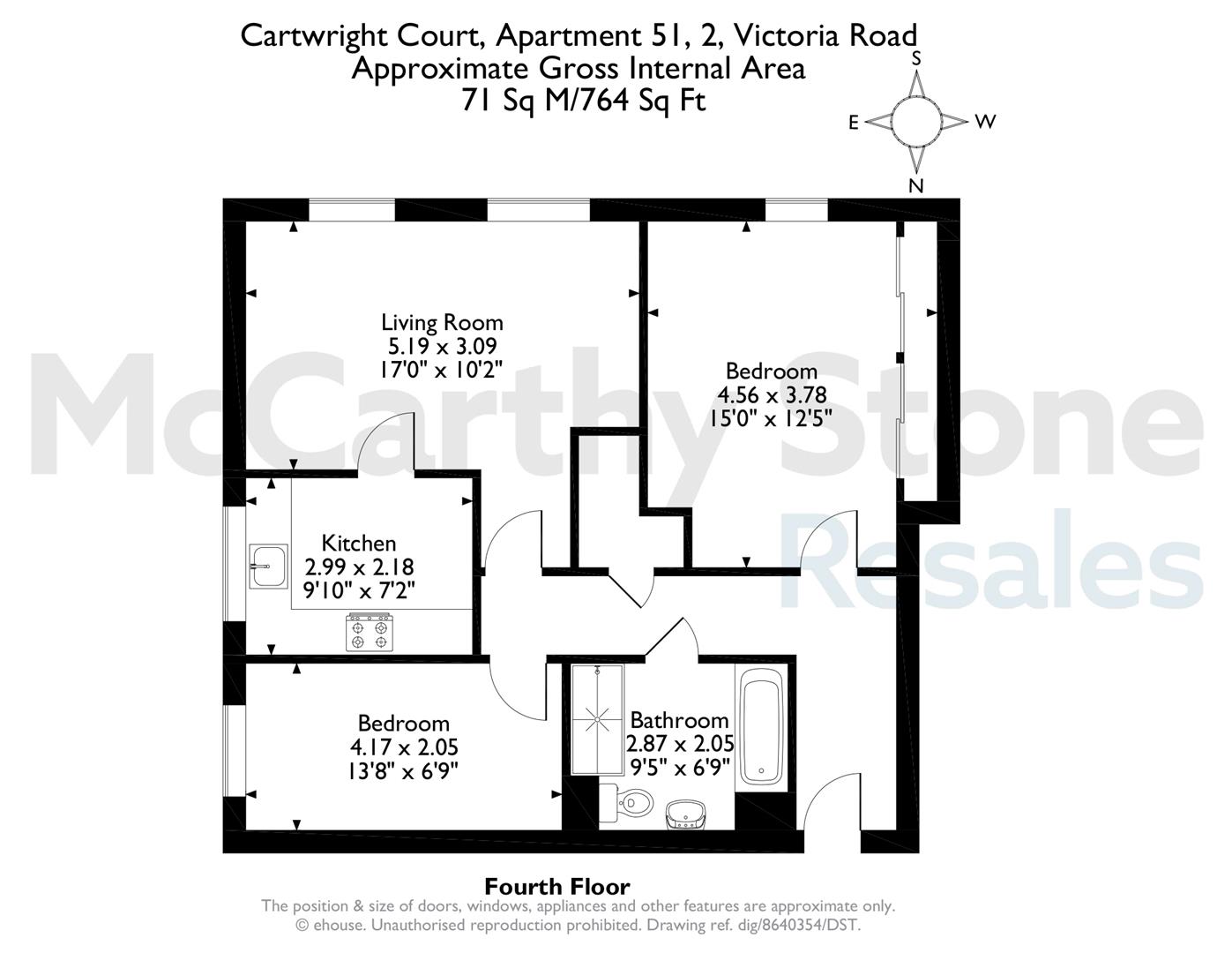 51 Cartwright Court, 2 Victoria Road, Malvern floorplan