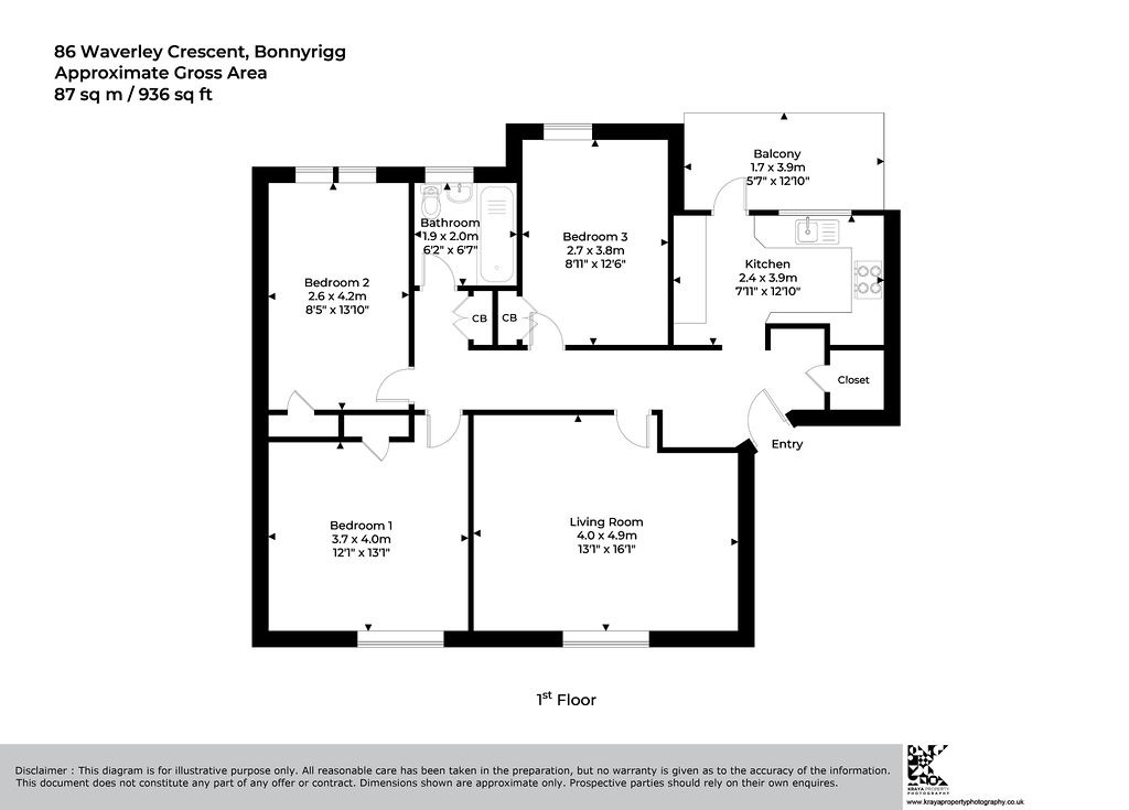 86 Waverley Crescent, Bonnyrigg, Midlothian floorplan