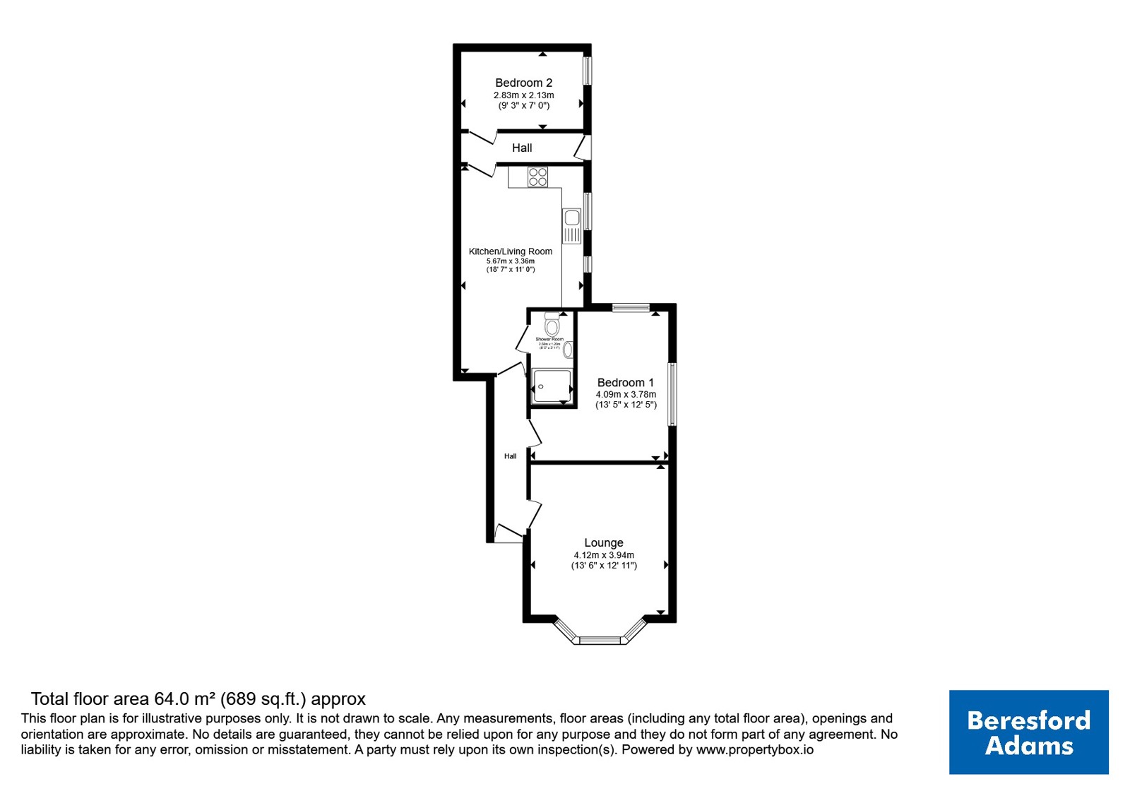 Flat 1, 16, Llewelyn Road, Conwy floorplan