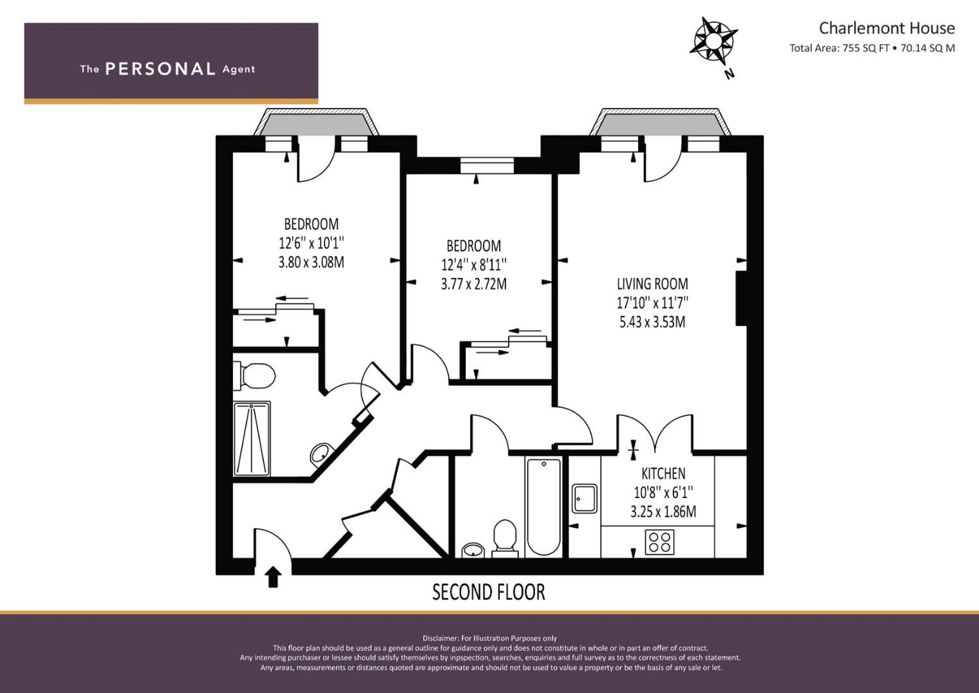 Flat 16, Charlemont House, Epsom floorplan