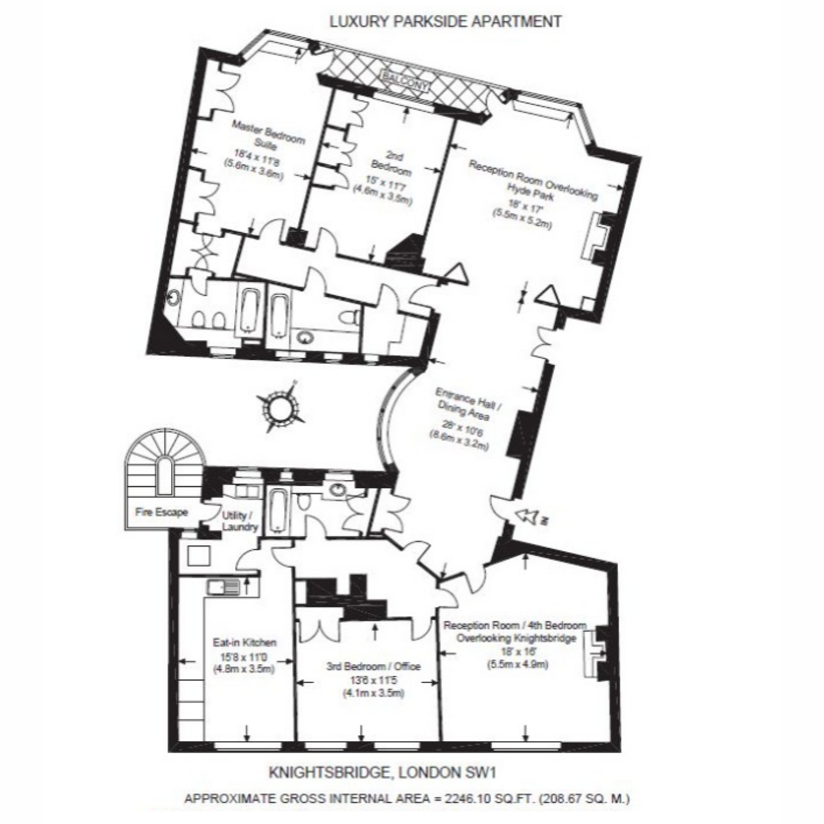 Flat Flat 16, Parkside, Knightsbridge, London floorplan