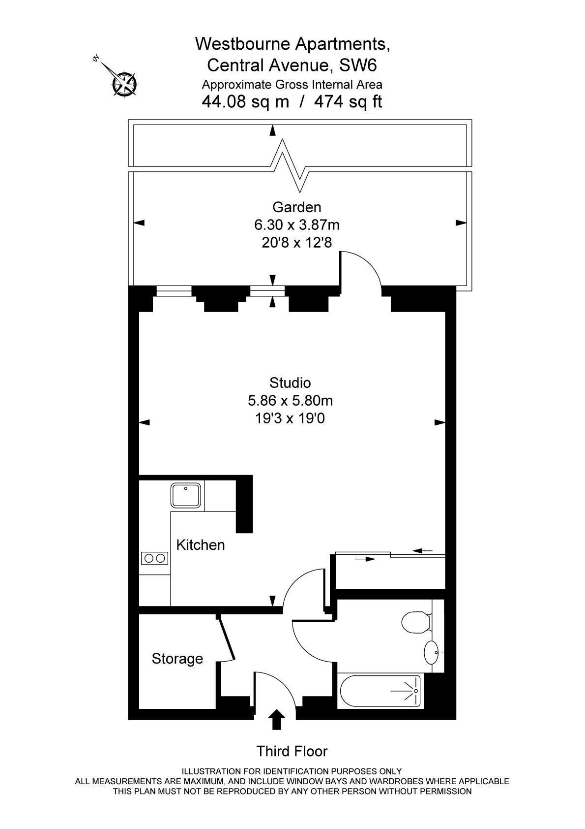 0 Bedrooms Studio to rent in Westbourne Apartments, 5 Central Avenue SW6