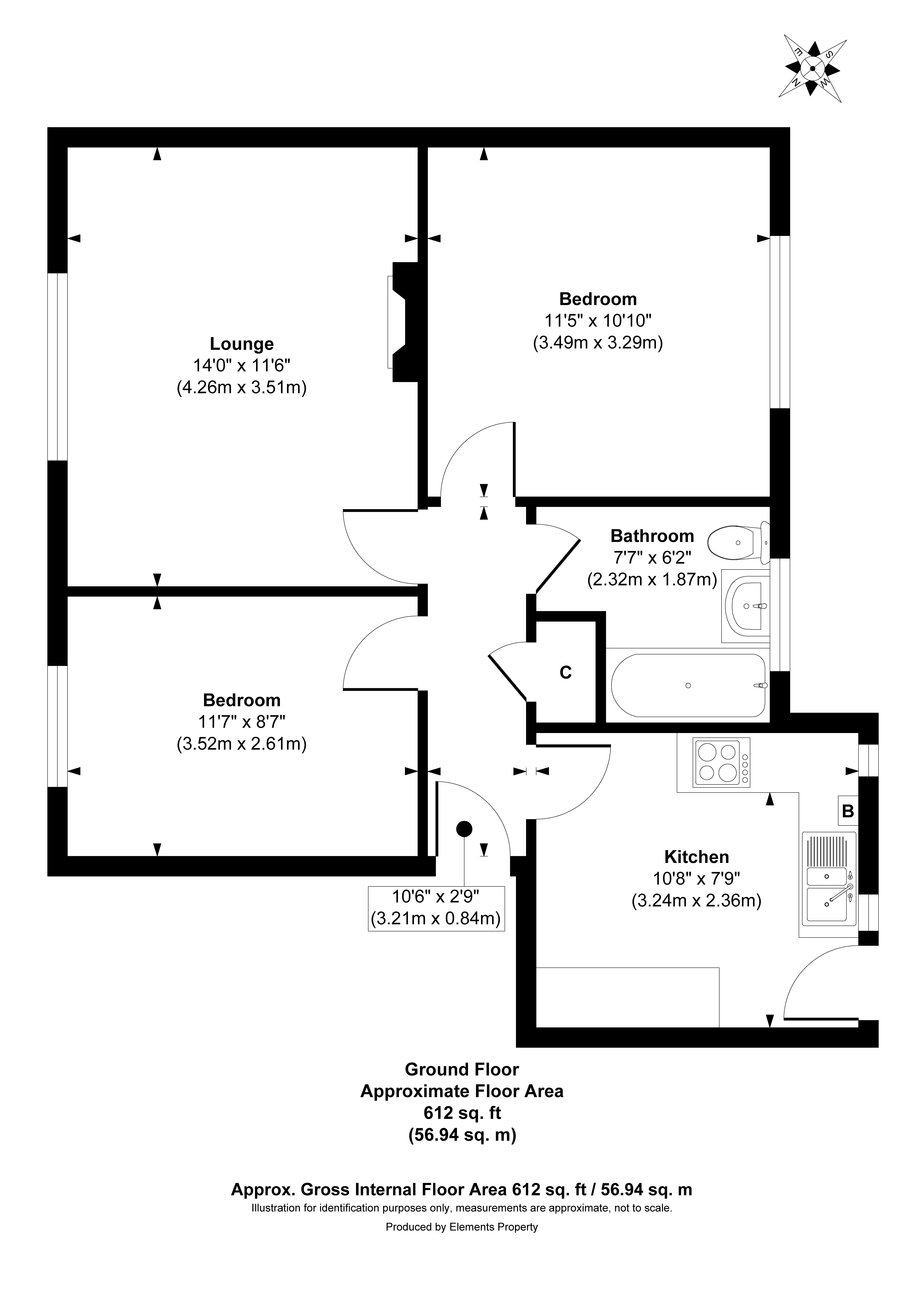 Flat 37, Manor Court, Twickenham floorplan