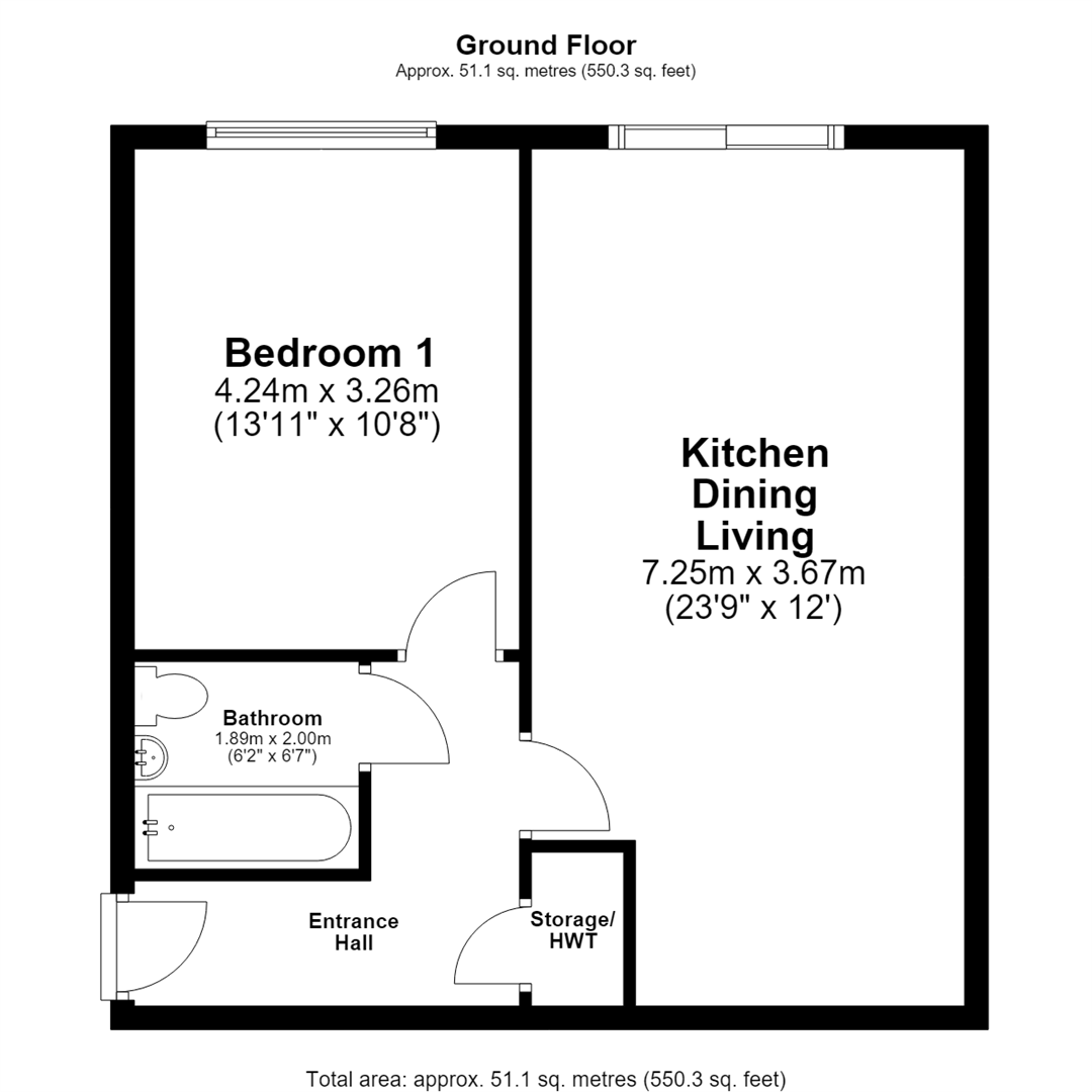Apartment 1, Abbey Wharf, Selby floorplan