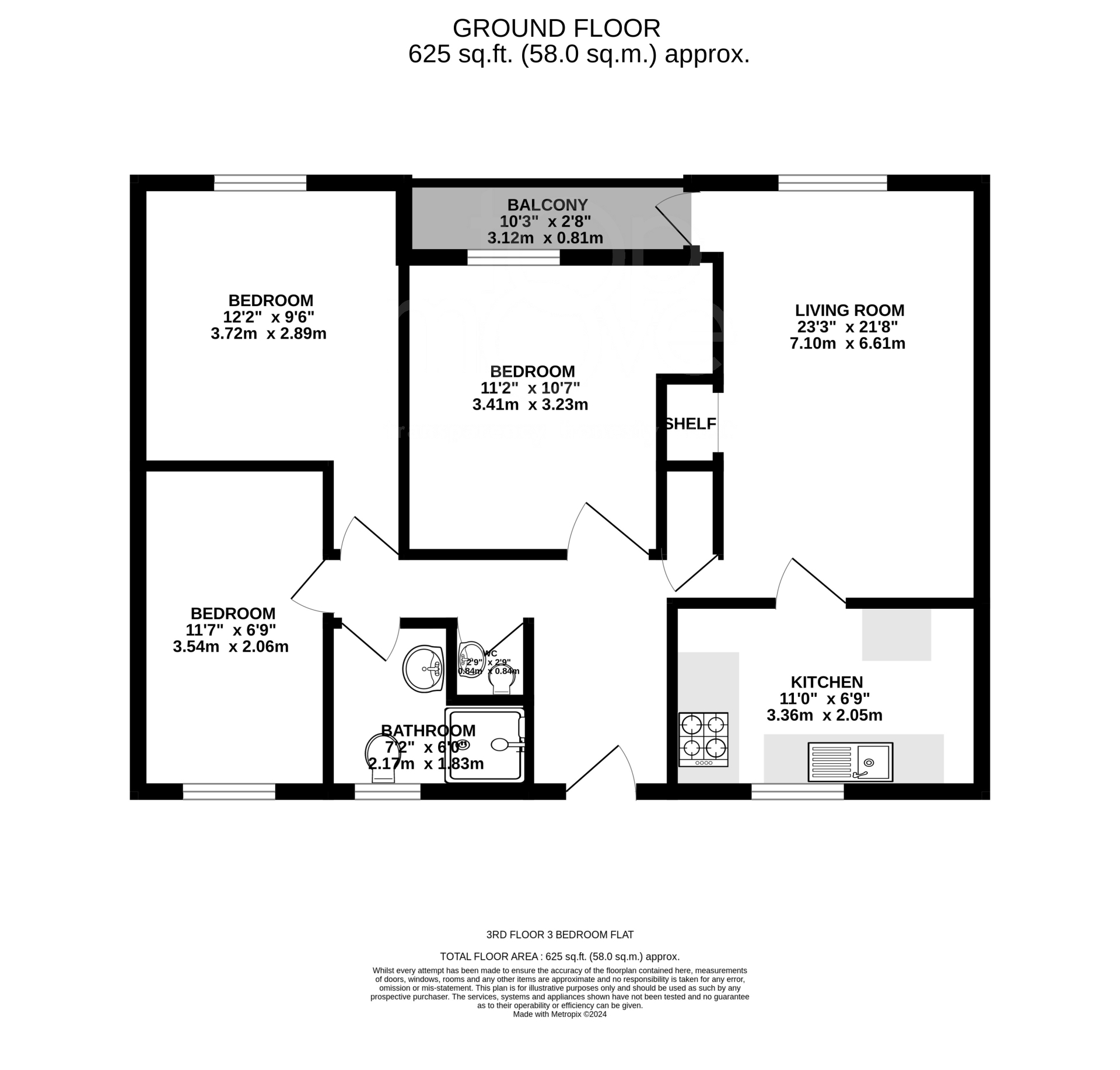 Flat 19 Roper House, Kingswood Estate, London floorplan