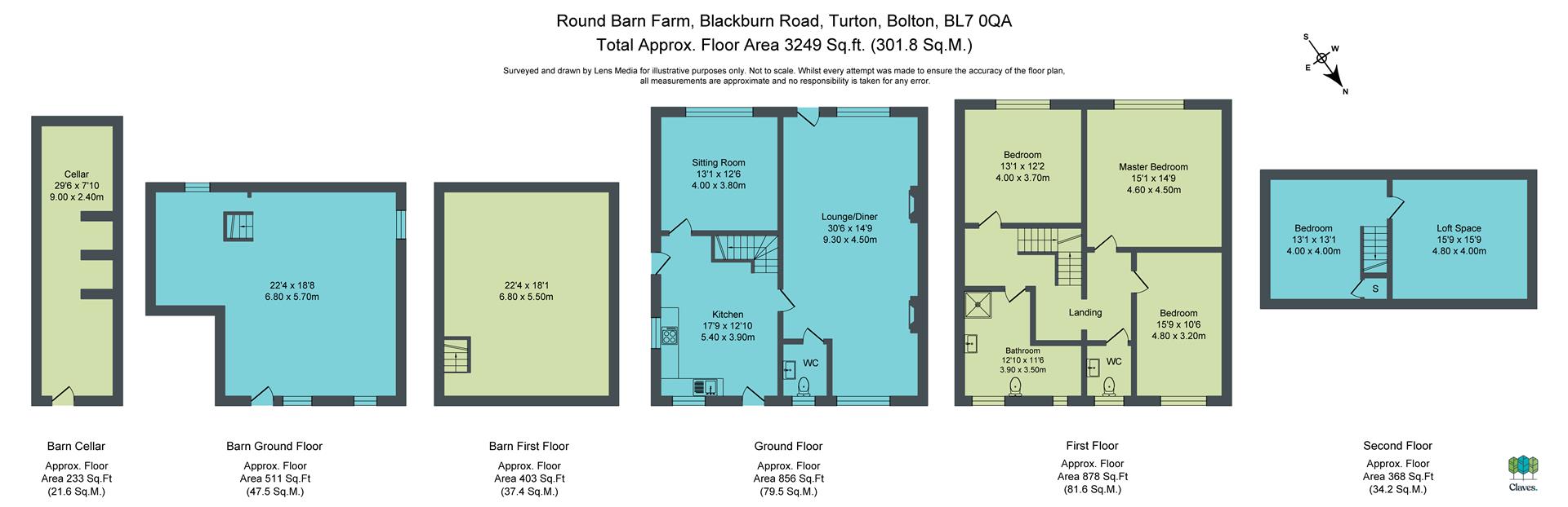 Round Barn Farm, Blackburn Road, Bolton floorplan
