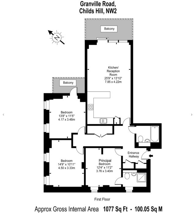 3 Bedrooms Flat to rent in Granville Road, Childs Hill, London NW2