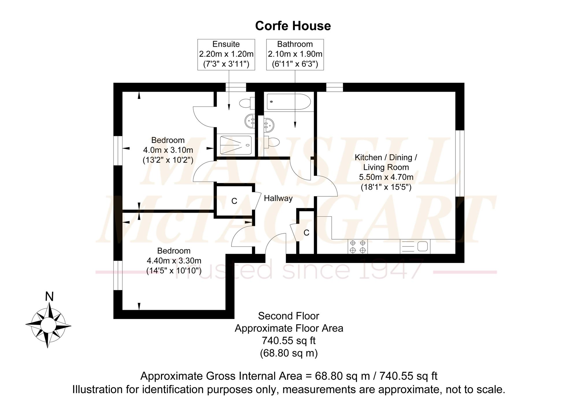 Flat 3 Corfe House, Thornton Side, Redhill floorplan
