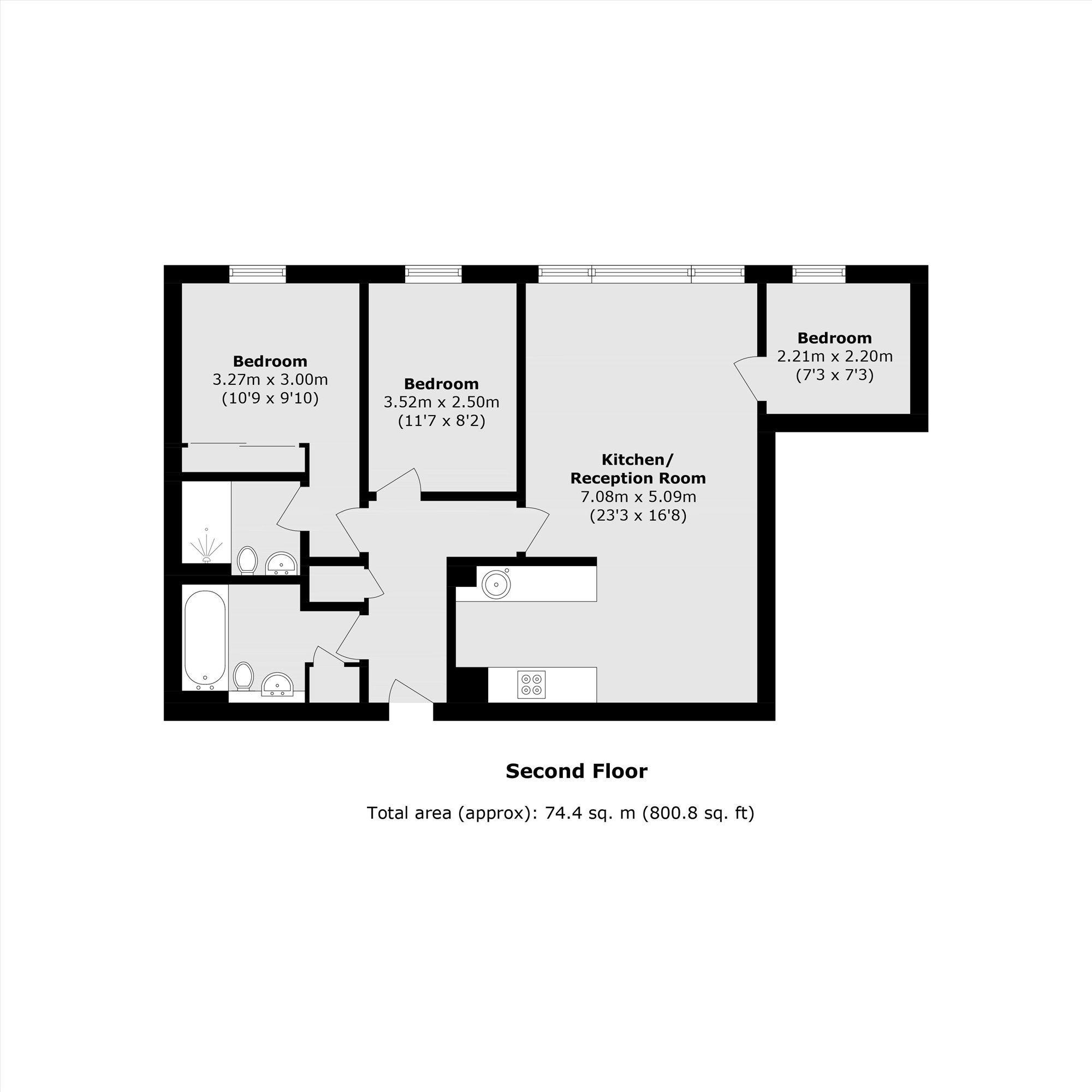 Flat 211, Naylor Building West, 1, Assam Street, London floorplan