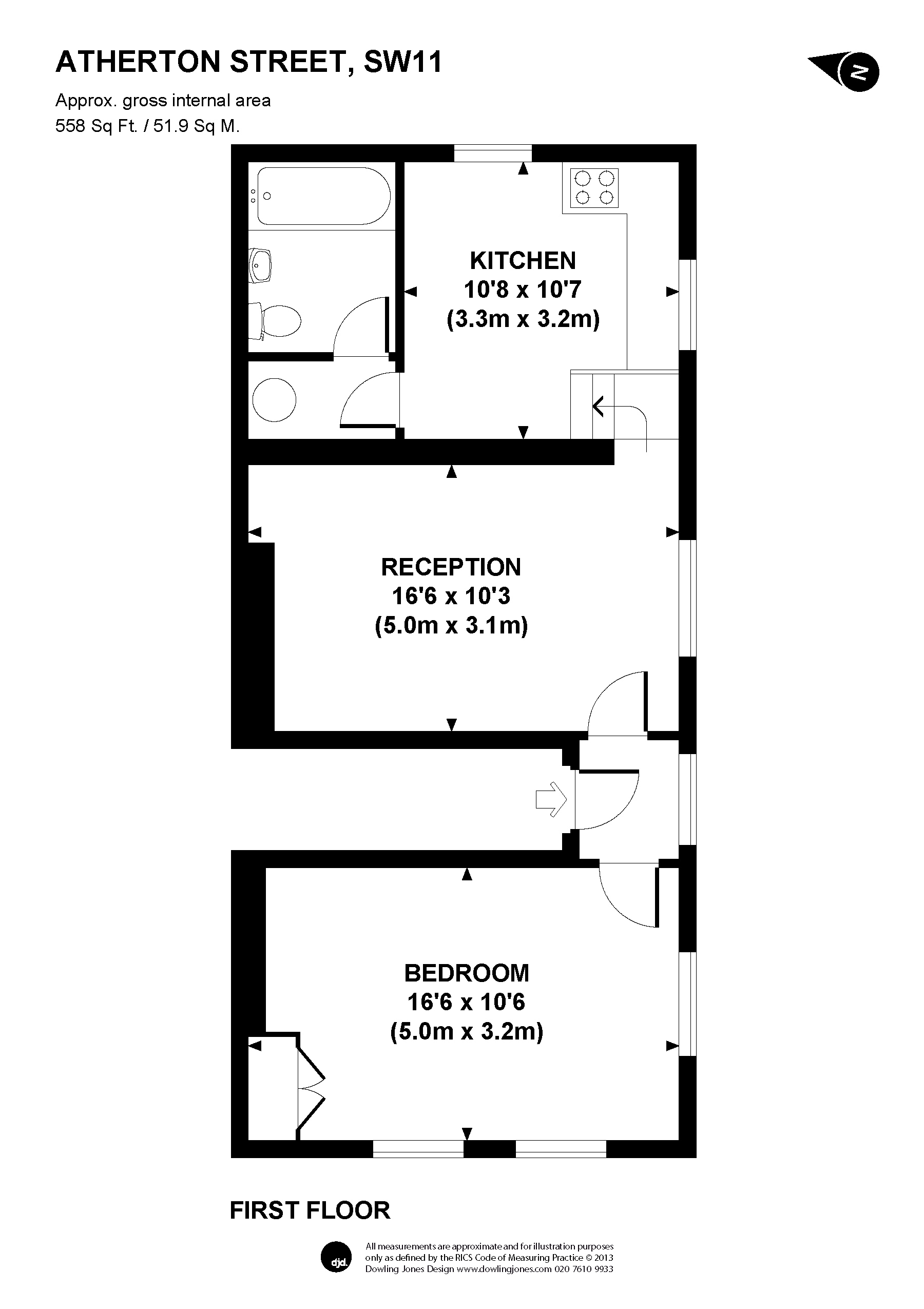 1 Bedrooms Flat to rent in Atherton Street, London SW11