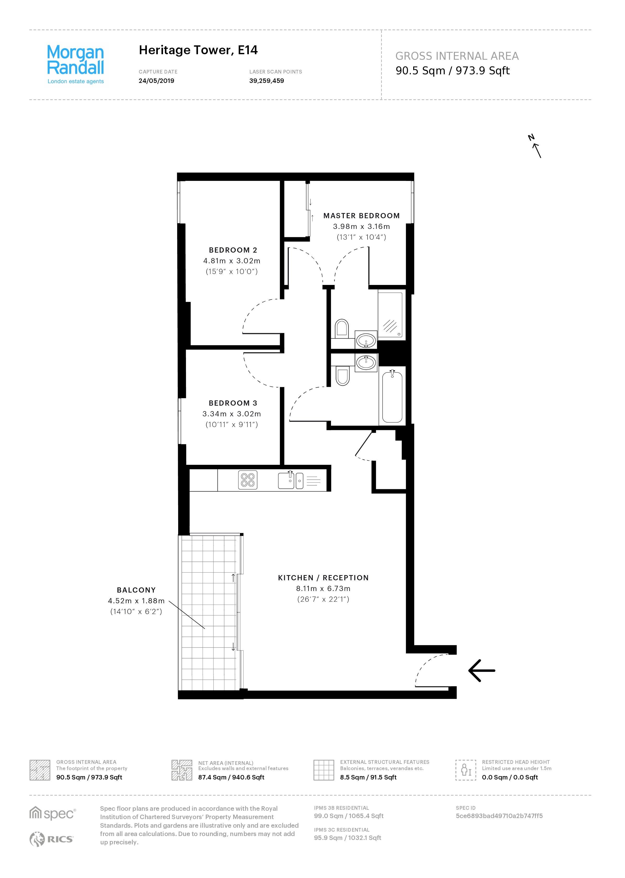 3 Bedrooms Flat to rent in Heritage Tower, Limeharbour E14