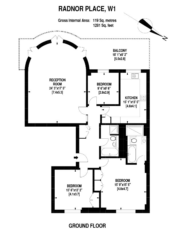 3 Bedrooms Flat to rent in Radnor Place, London W2