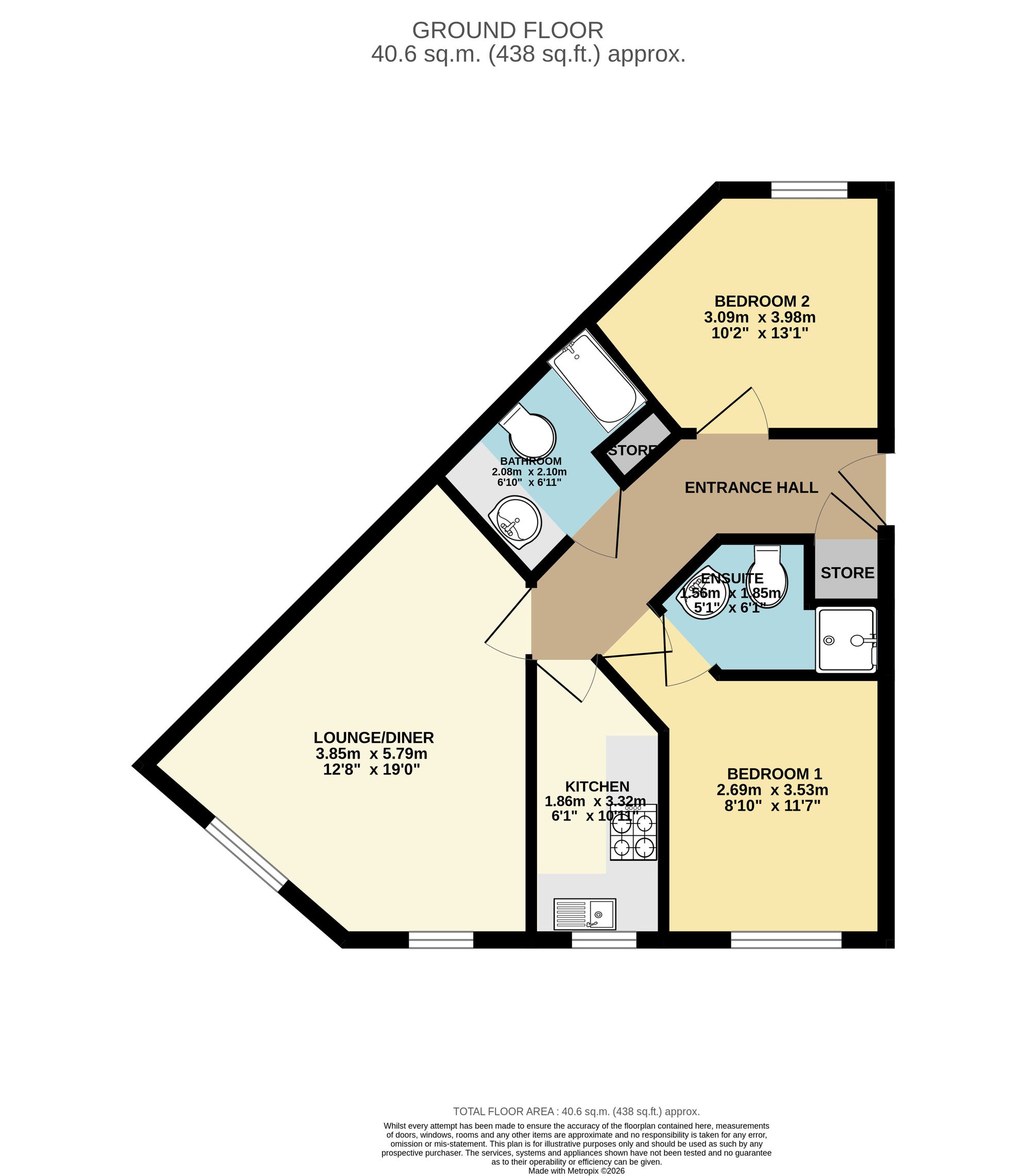 19 Moorcroft House, Chesterfield floorplan