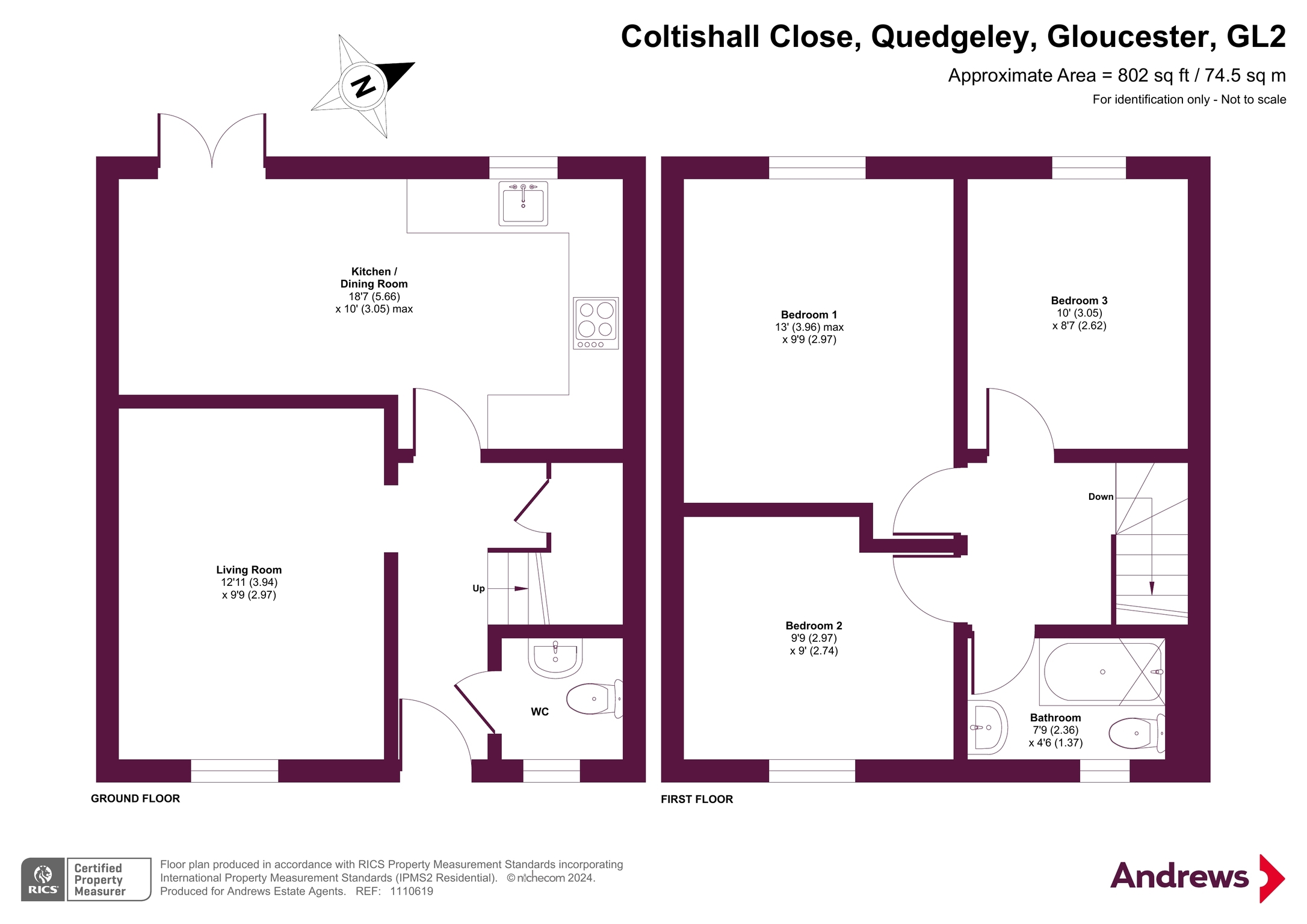 Coltishall Close, Quedgeley, Gloucester, Gloucestershire GL2, 3 bedroom