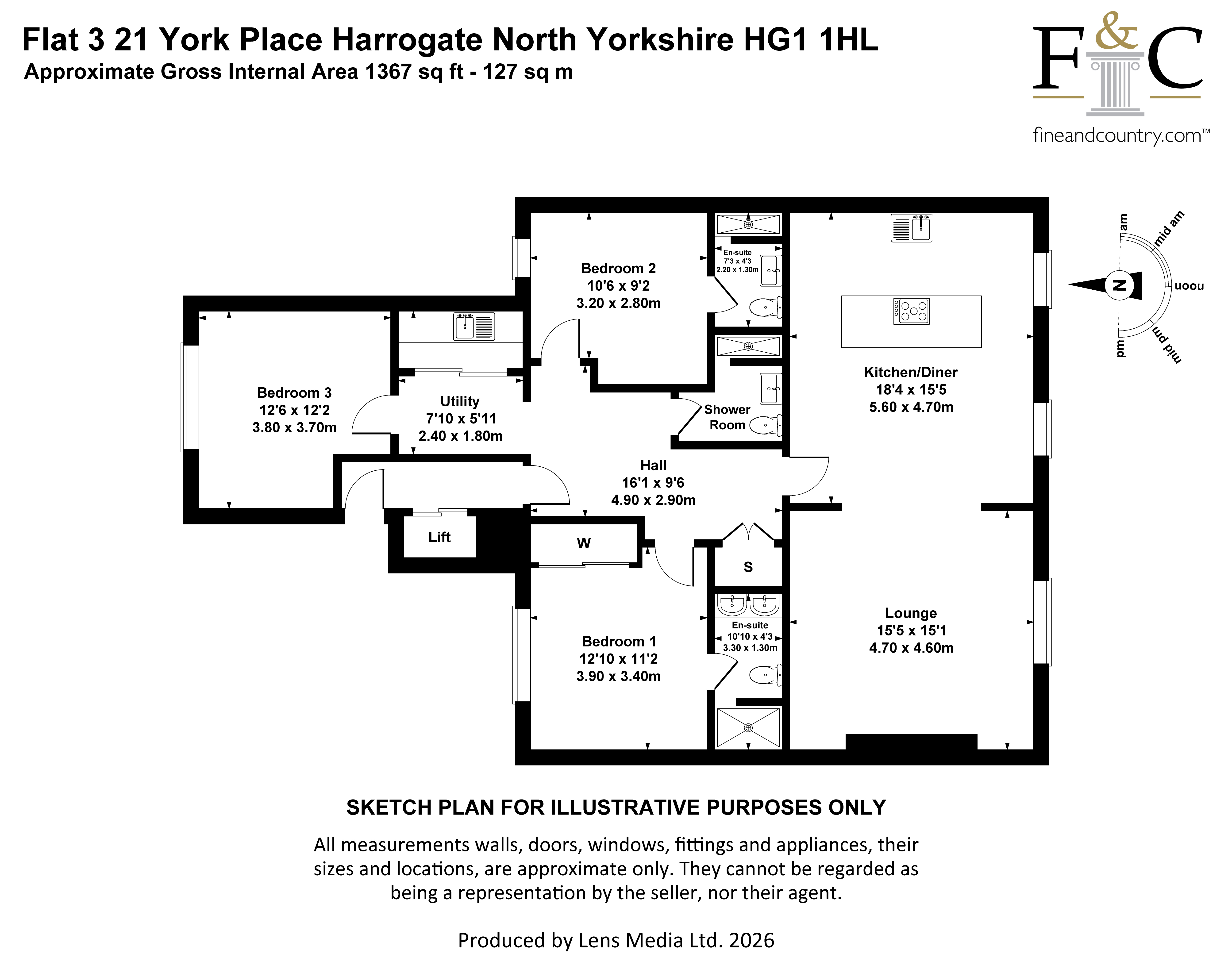 Flat 3, 21, York Place, North Yorkshire floorplan