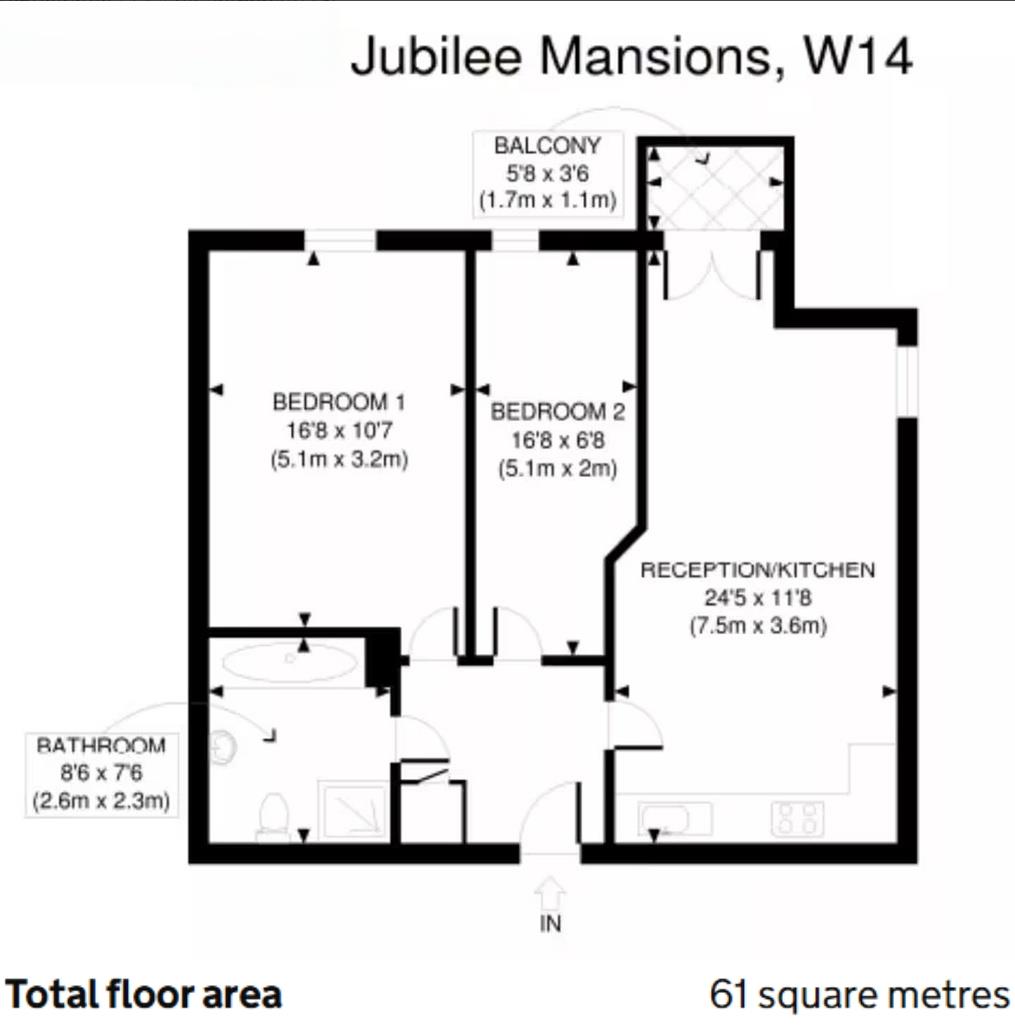 Flat 2, Jubilee Mansions, 225 Greyhound Road, London floorplan