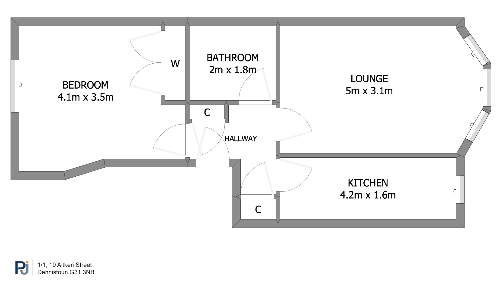 Flat 1/1, 19 Aitken Street, Dennistoun, Glasgow floorplan