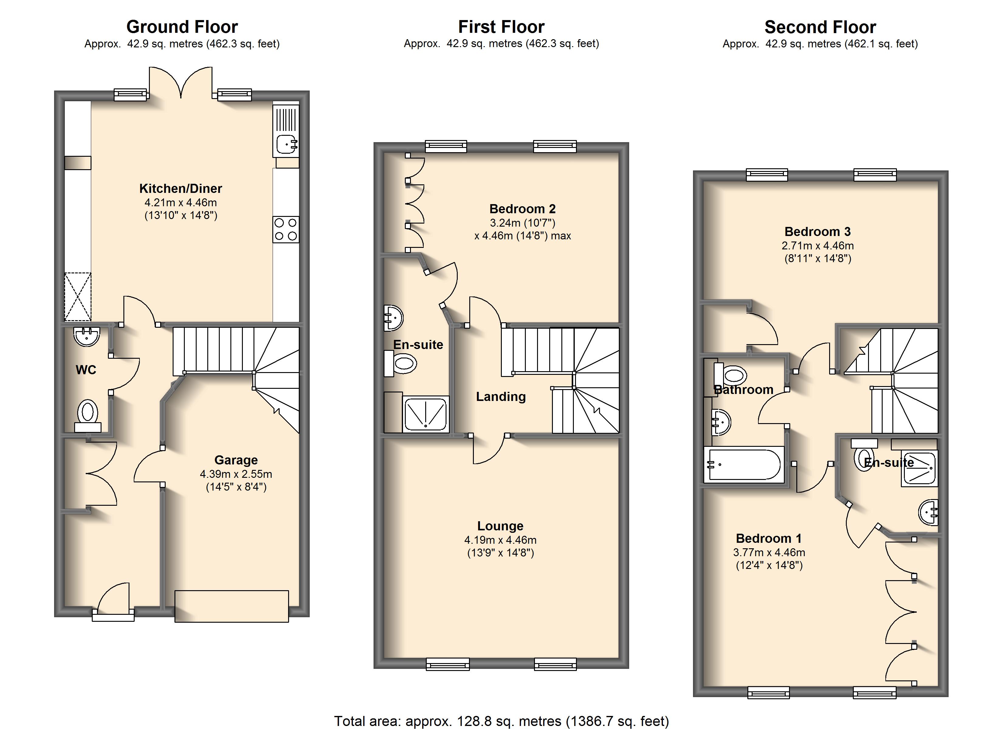3 Bedrooms Town house for sale in Hartfield Close, Hasland, Chesterfield S41