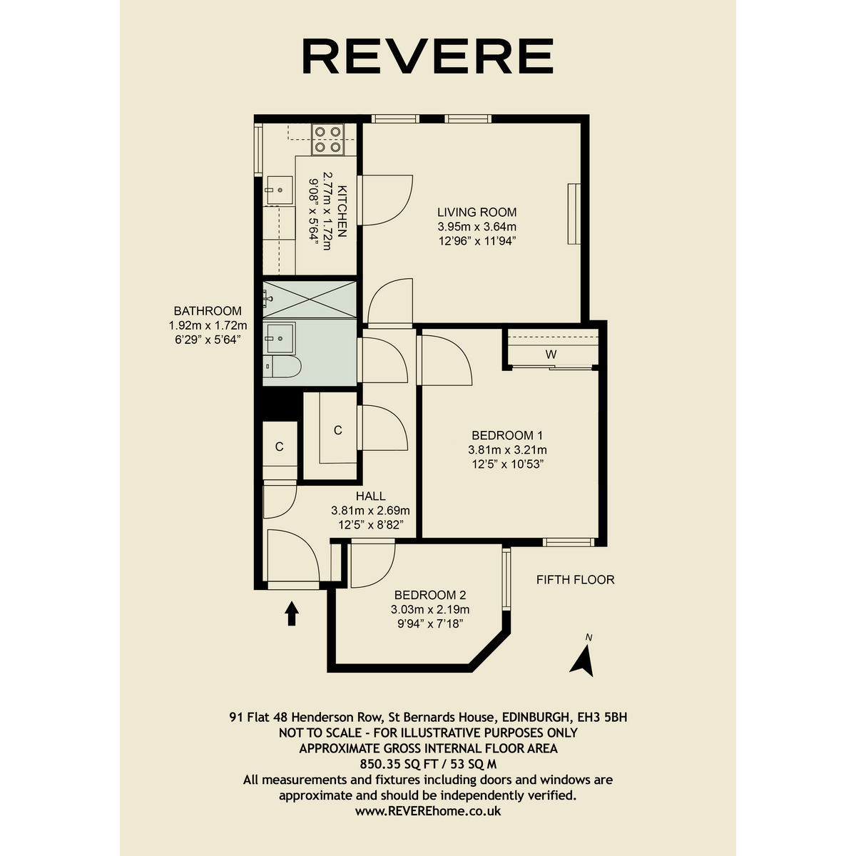 Flat Flat 48, 91, St Bernard's House, Henderson Row, Edinburgh floorplan
