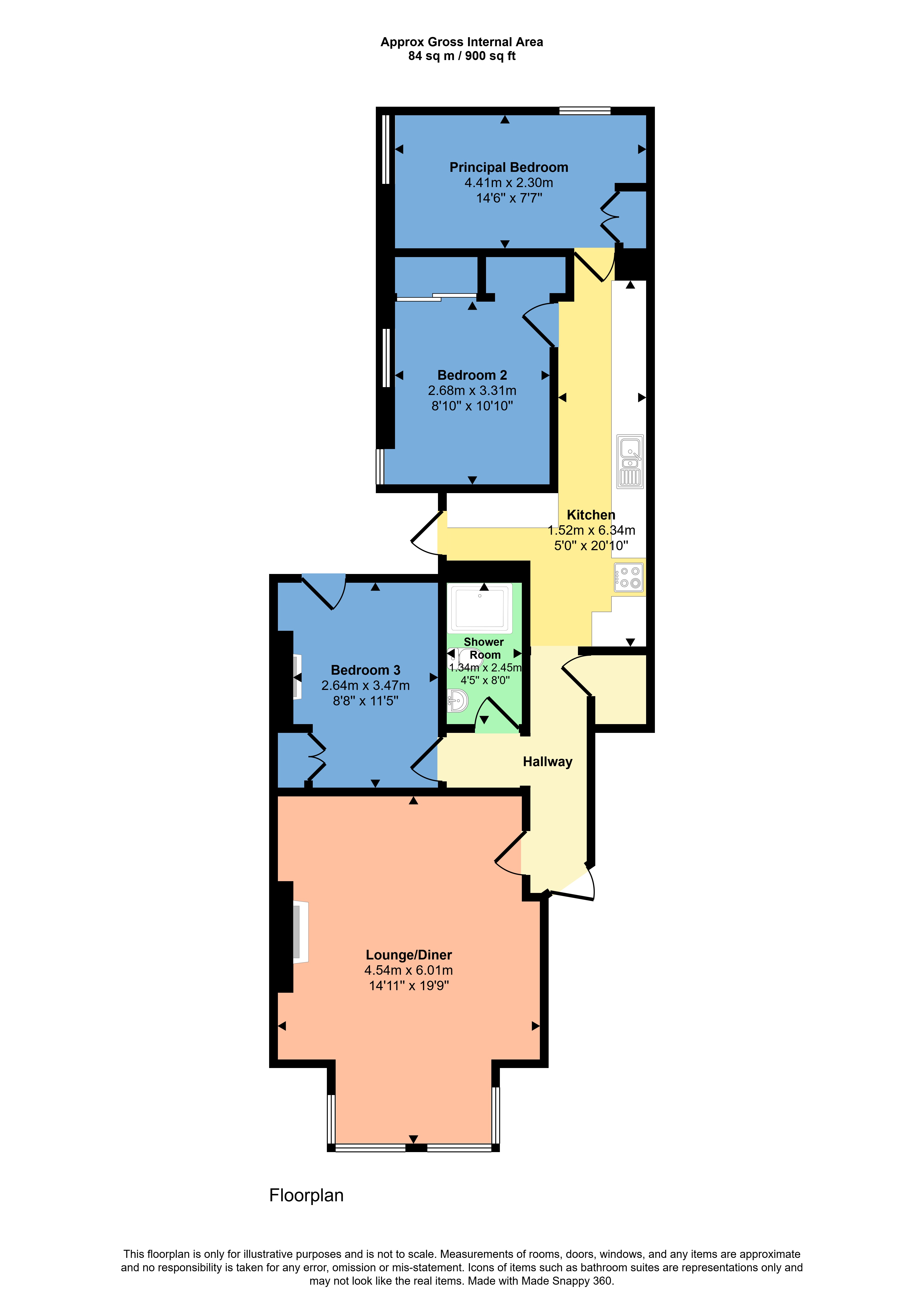 Flat 1, 26, Downs View, Cornwall floorplan