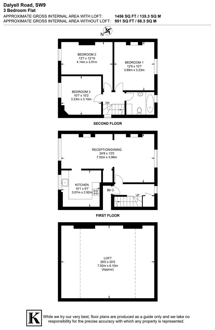 Upper Floor Flat, 91, Dalyell Road, London floorplan