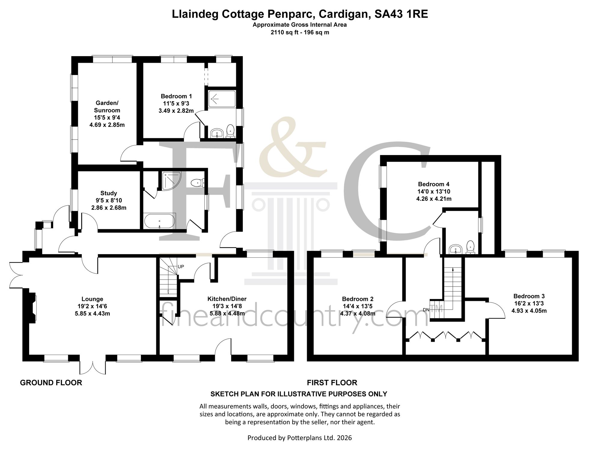 Llaindeg Cottage, Cardigan floorplan