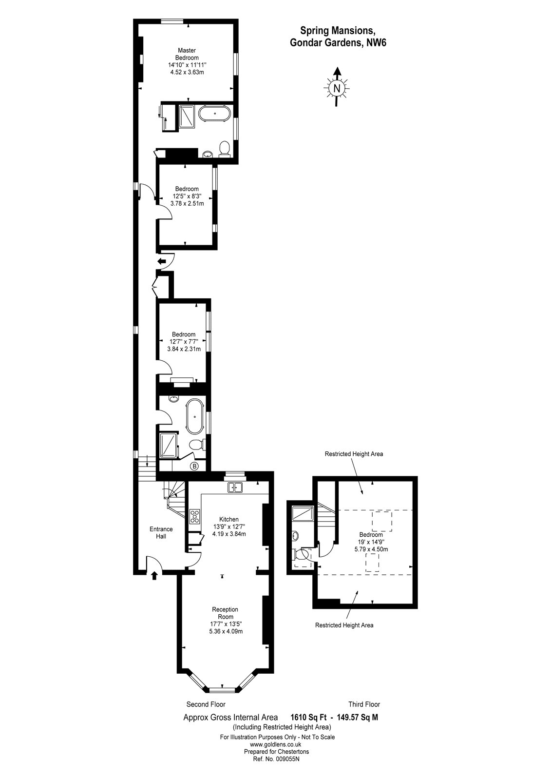 4 Bedrooms Flat to rent in Spring Mansions, Gondar Gardens, West Hampstead, London NW6