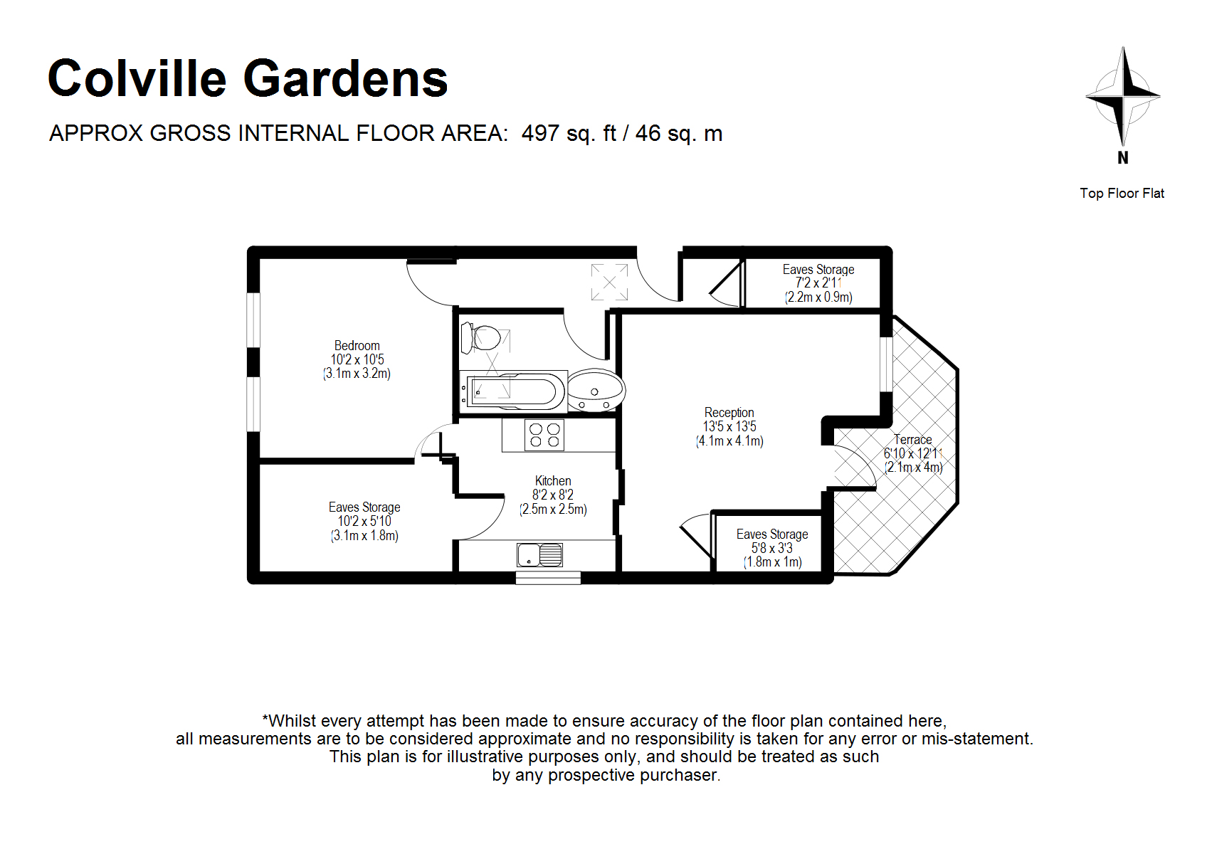 1 Bedrooms Flat to rent in Colville Gardens, Notting Hll W11