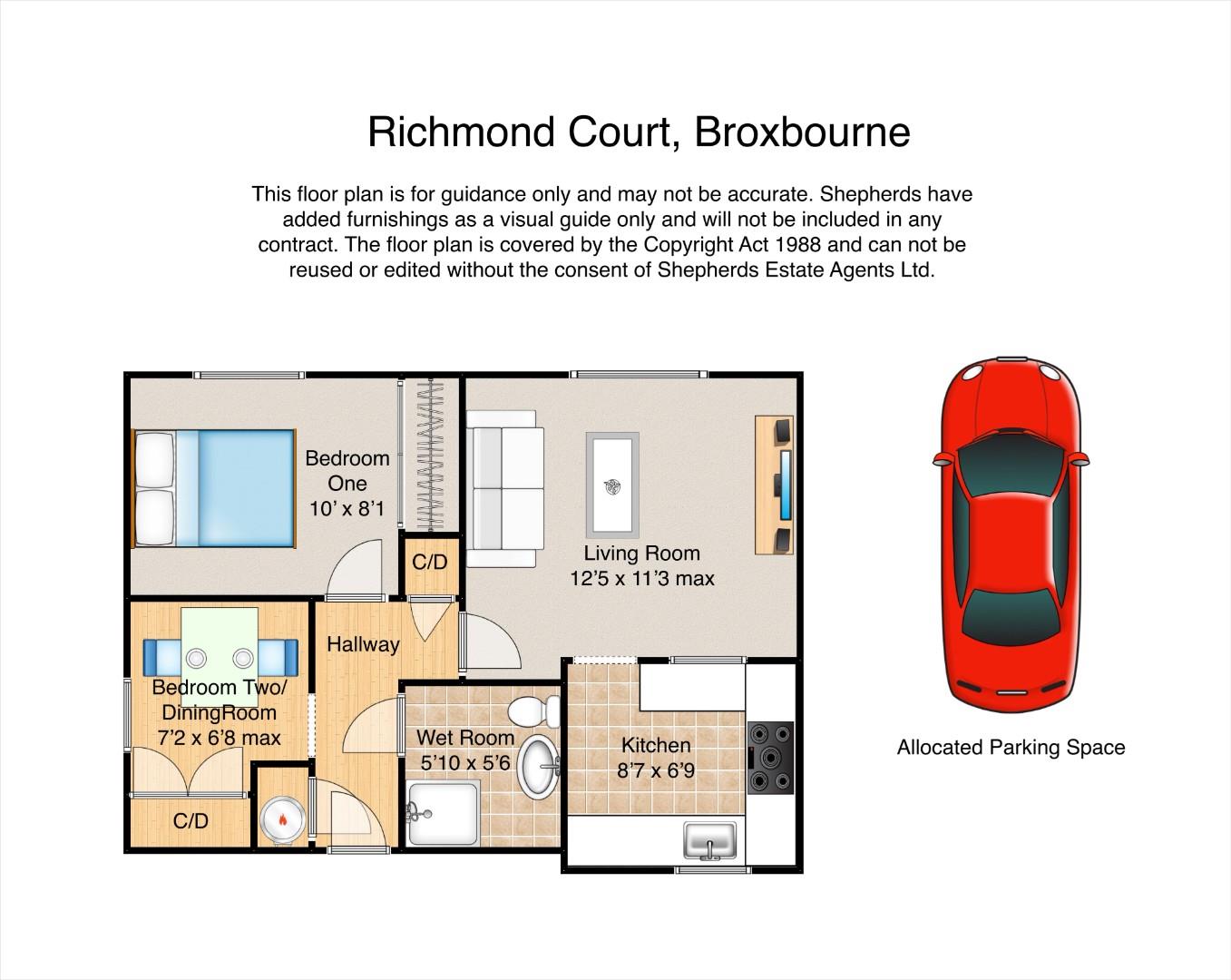Flat 33, Richmond Court, High Road, Broxbourne floorplan