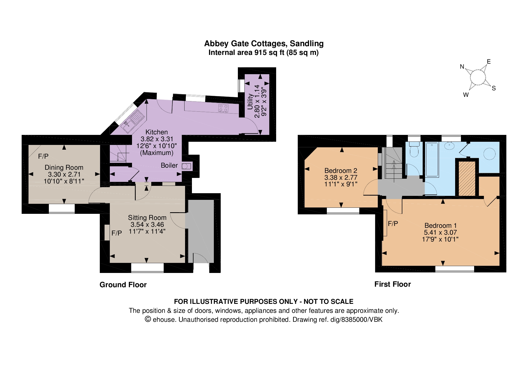 2 Bedrooms Semi-detached house for sale in Abbey Gate Cottages, Sandling, Maidstone, Kent ME14