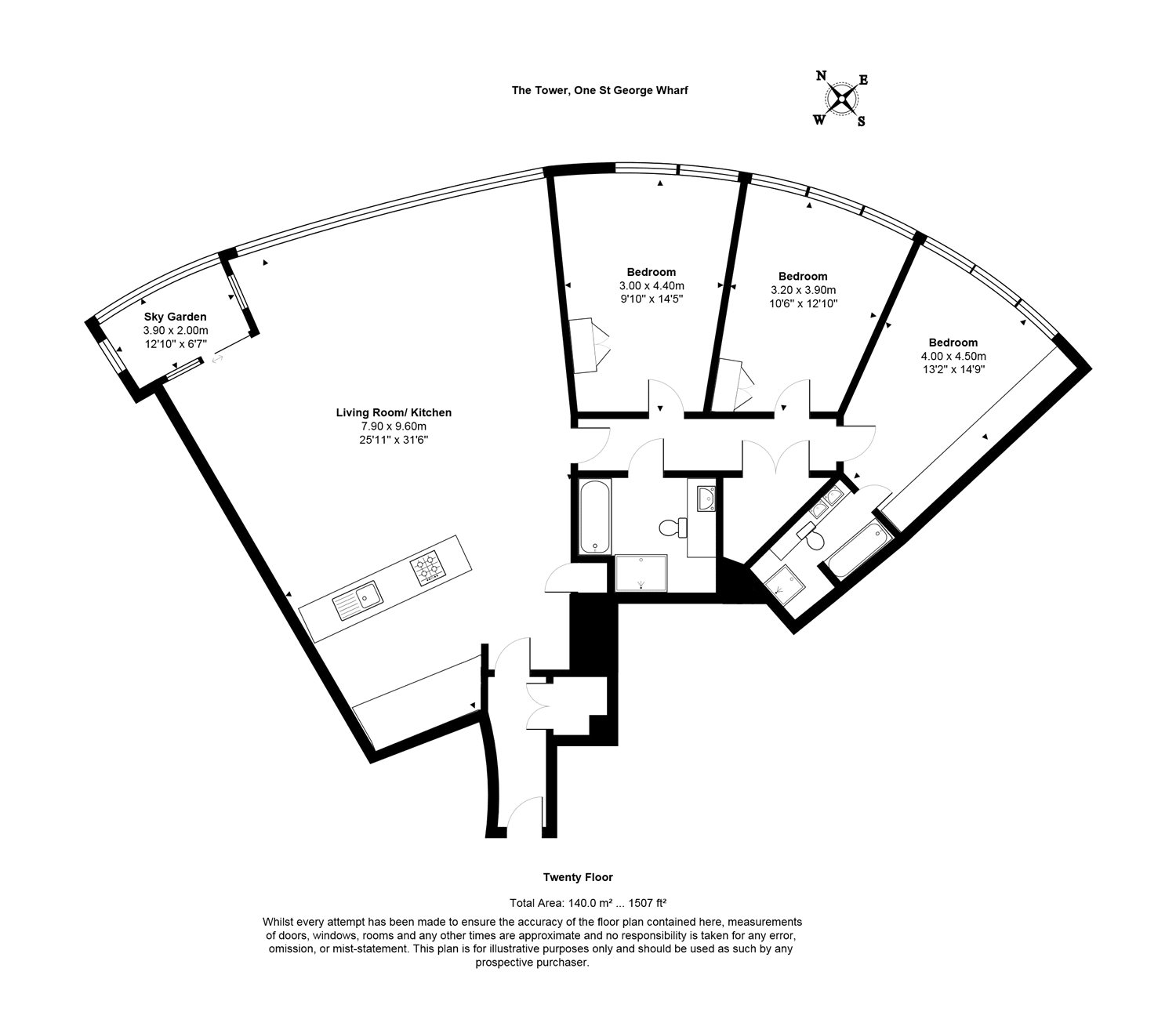 3 Bedrooms Flat to rent in The Tower, St George Wharf, Vauxhall, London SW8