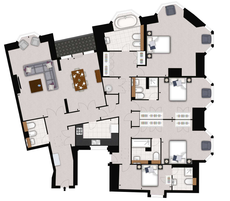 Penthouse B,, Strathmore Court, London floorplan