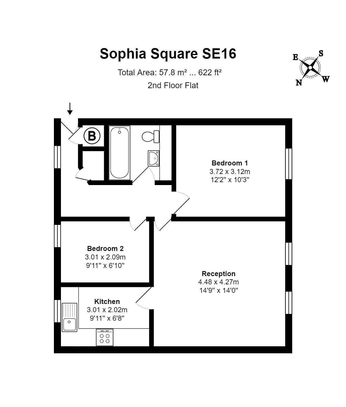 Apartment 23, Sophia Square, London floorplan