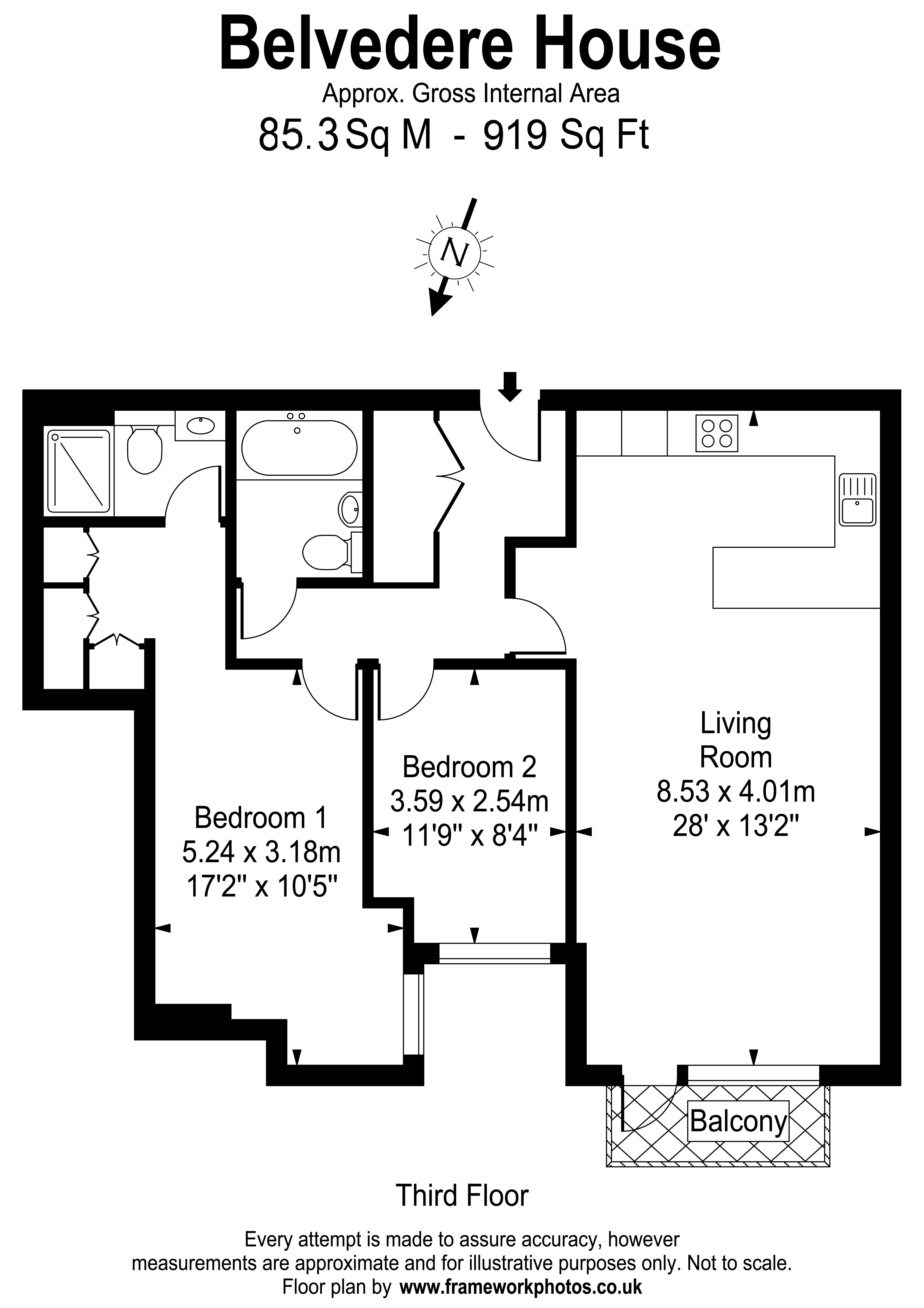 88 Belvedere House, 8, Kew Bridge Road, Brentford floorplan