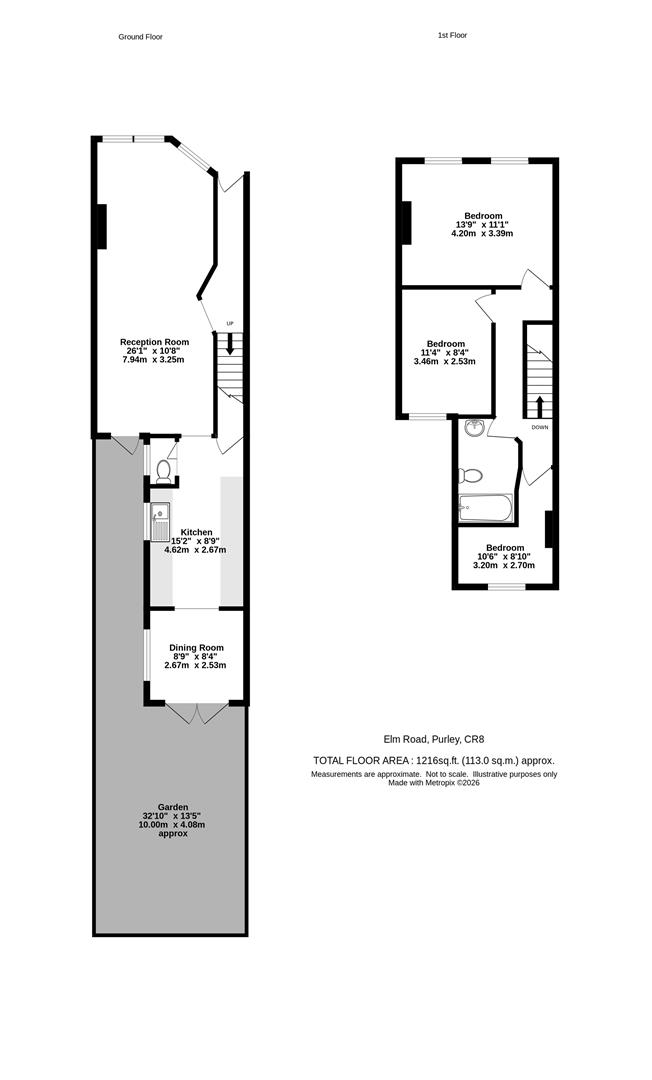 14, Elm Road, Purley floorplan