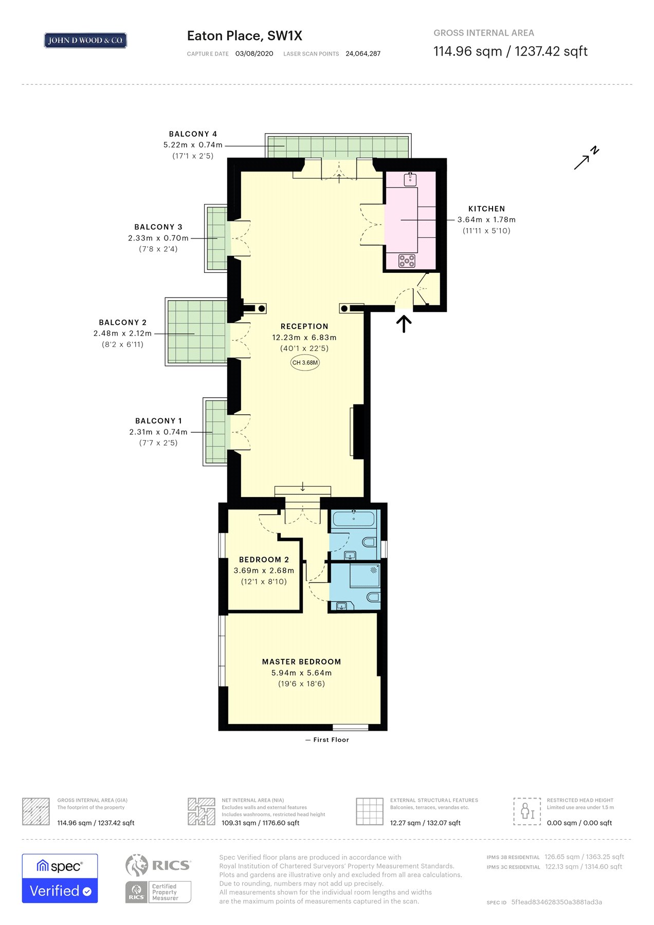 Flat 3, 34, Eaton Place, Belgravia floorplan