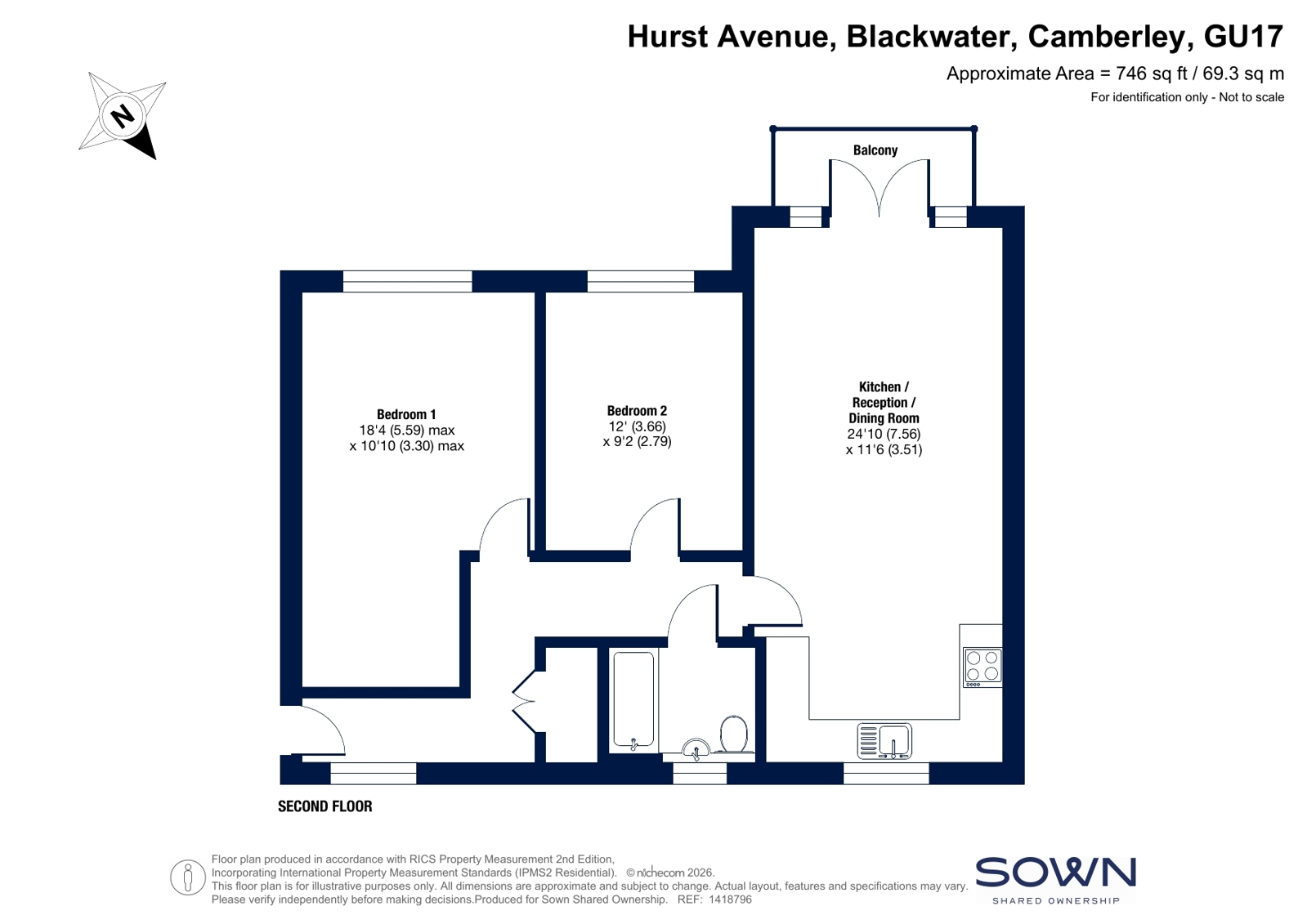 SNG RESALE SO - 8 Osprey House,, Hurst Avenue, Camberley floorplan