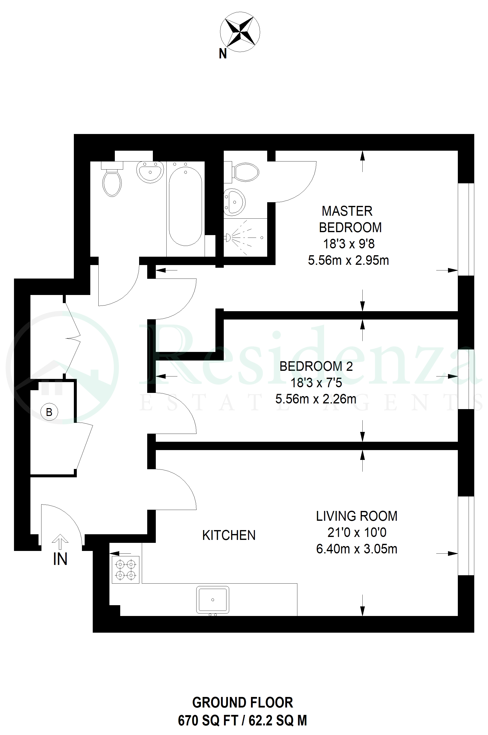 2 Bedrooms Flat to rent in The Downs, Wimbledon SW20