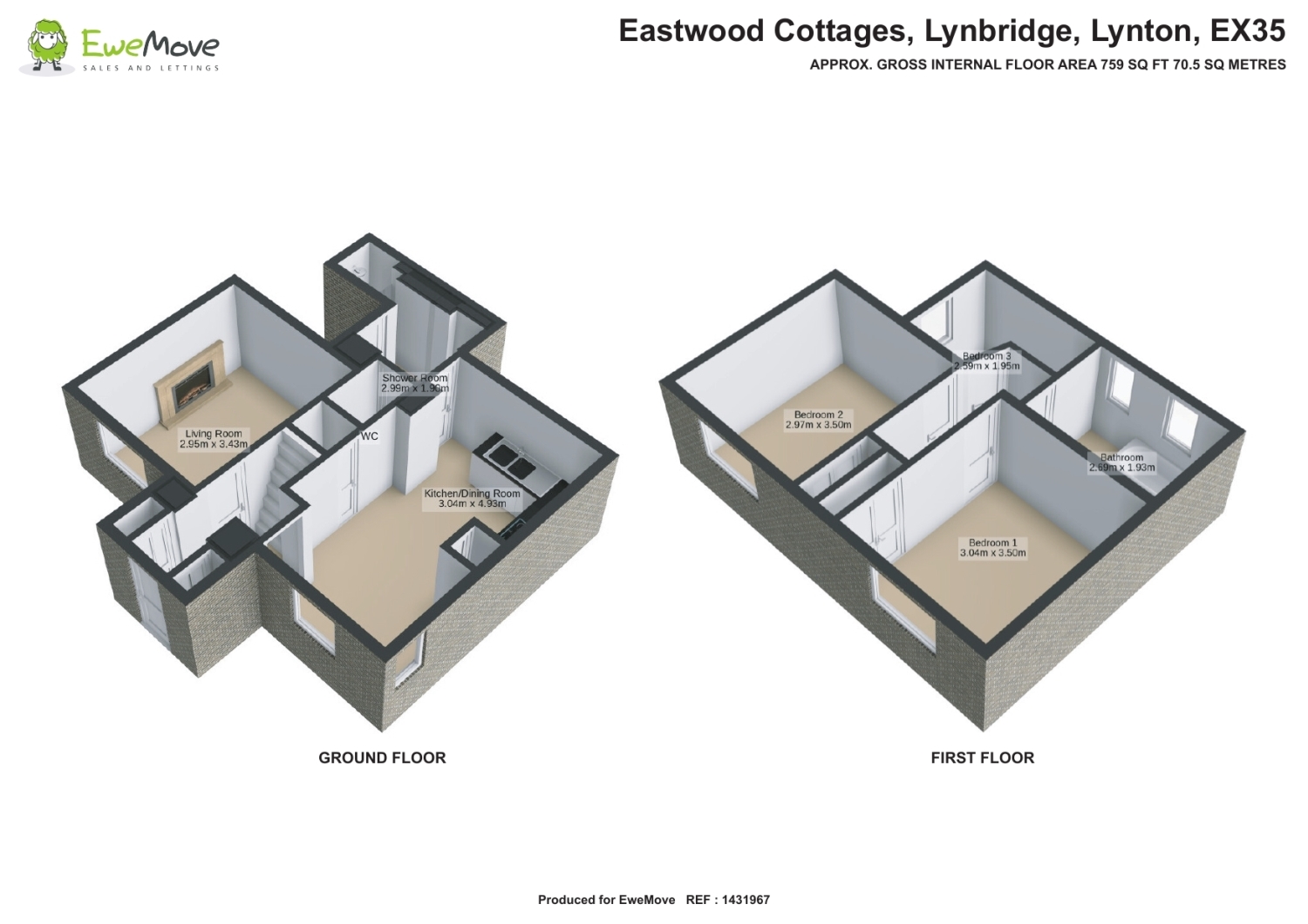 3, Eastwood Cottages, Lynton floorplan