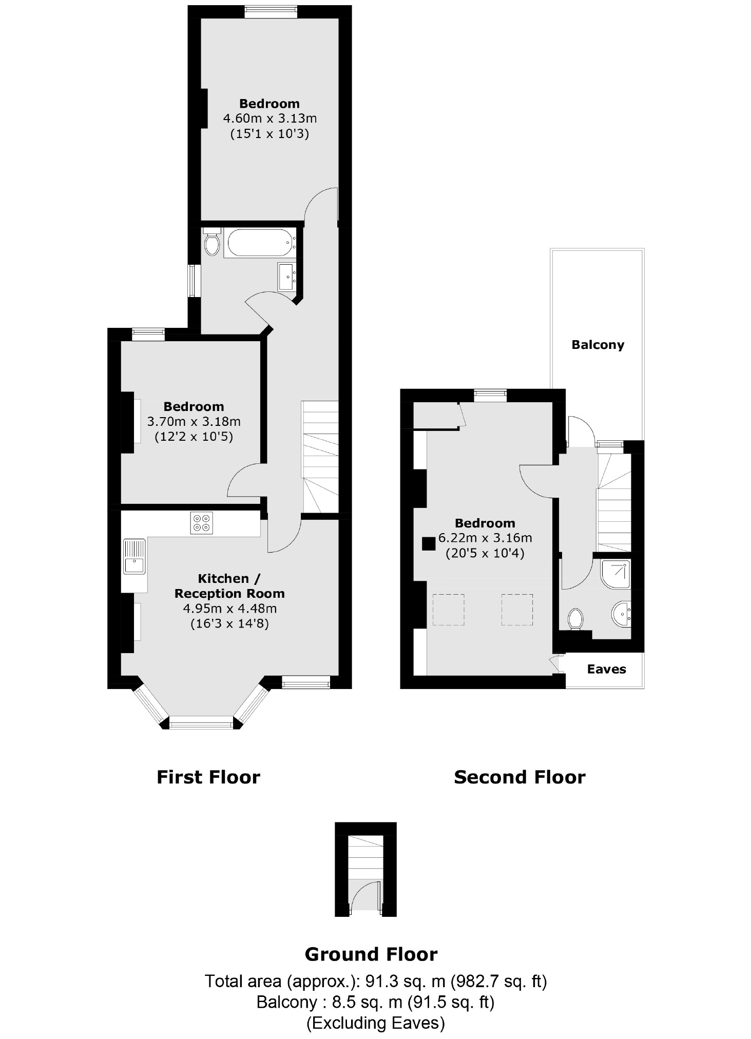 First Floor Flat, 154, Purves Road, London floorplan