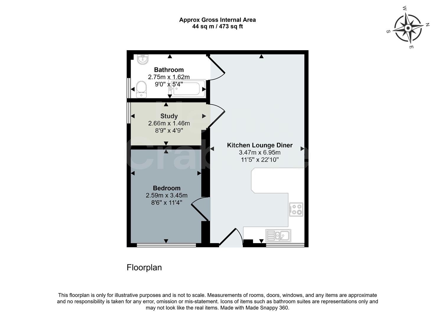 Bungalow 1, 234, Bryn Celyn, Cardiff floorplan