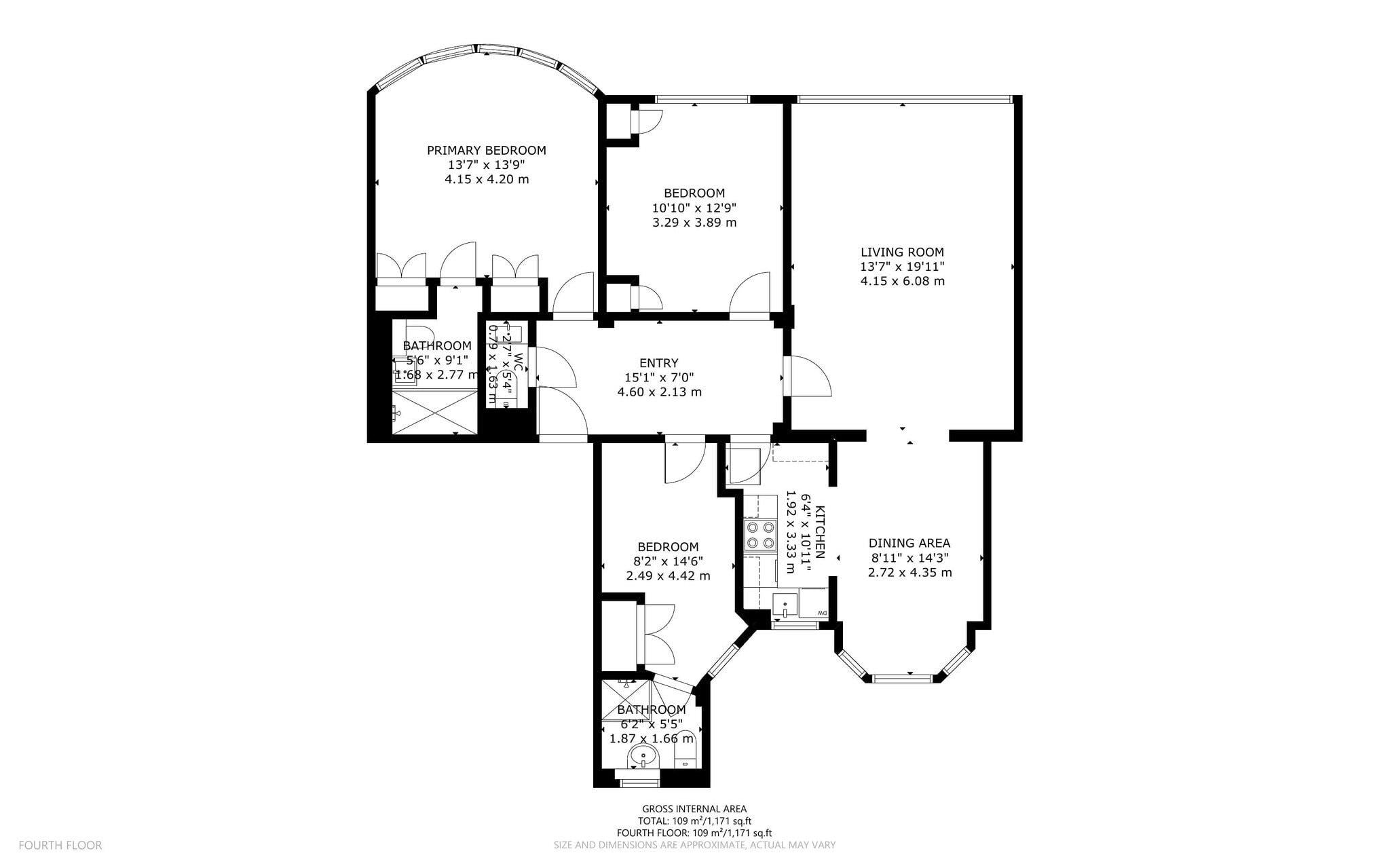 Flat 44 Hallam Court, Hallam Street, London floorplan