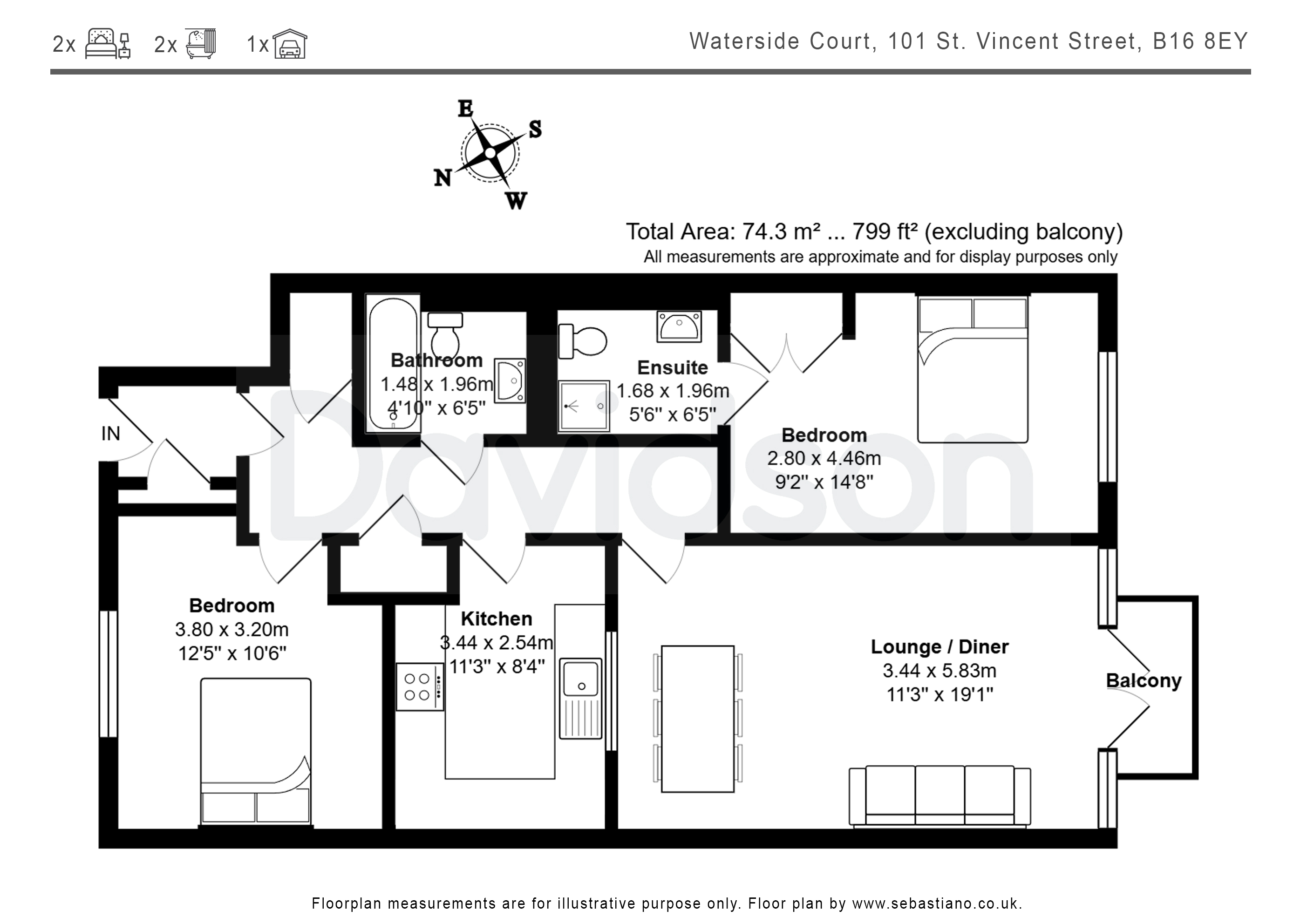 Apartment 18 Waterside Court, 101, St. Vincent Street, Birmingham floorplan